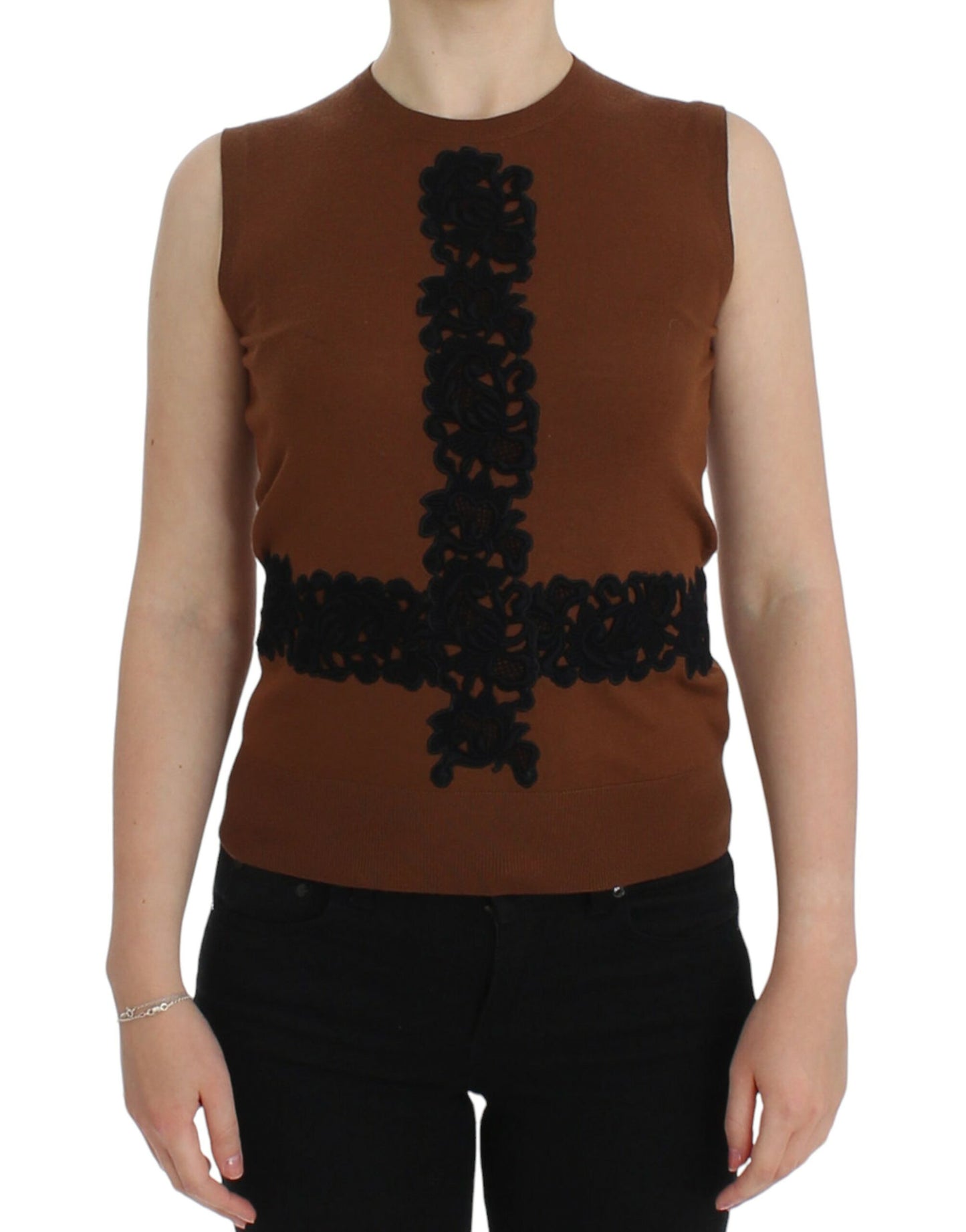 - Timeless Wool and Lace Sleeveless Vest