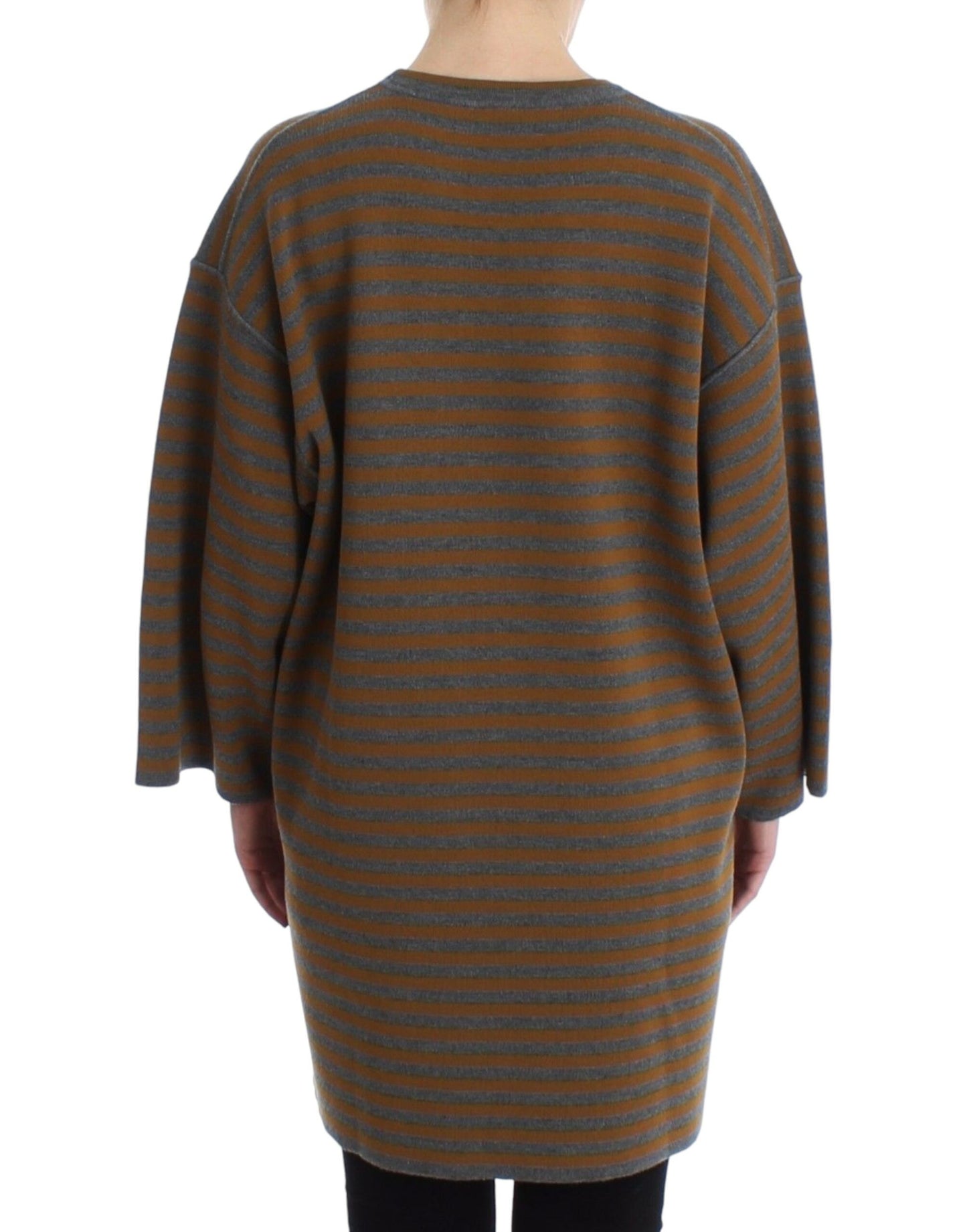 - Yellow & Gray Striped Oversized Sweater
