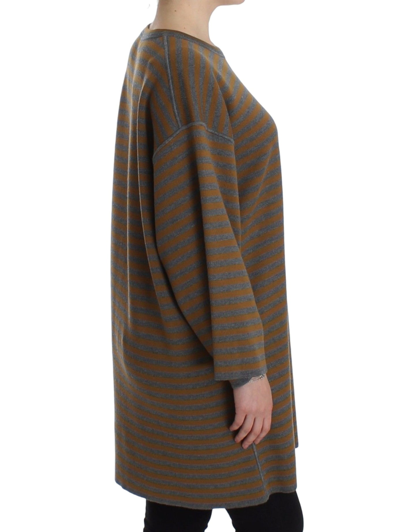 - Yellow & Gray Striped Oversized Sweater