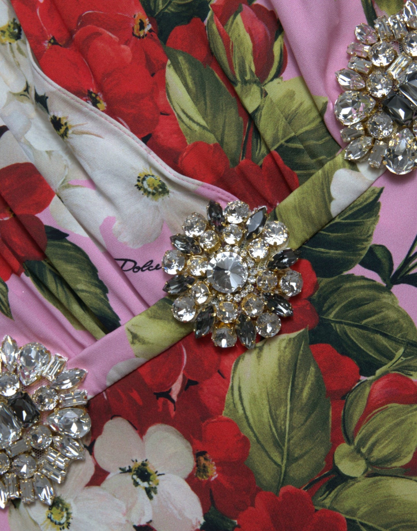 - Elegant Crystal-Embellished Silk Dress