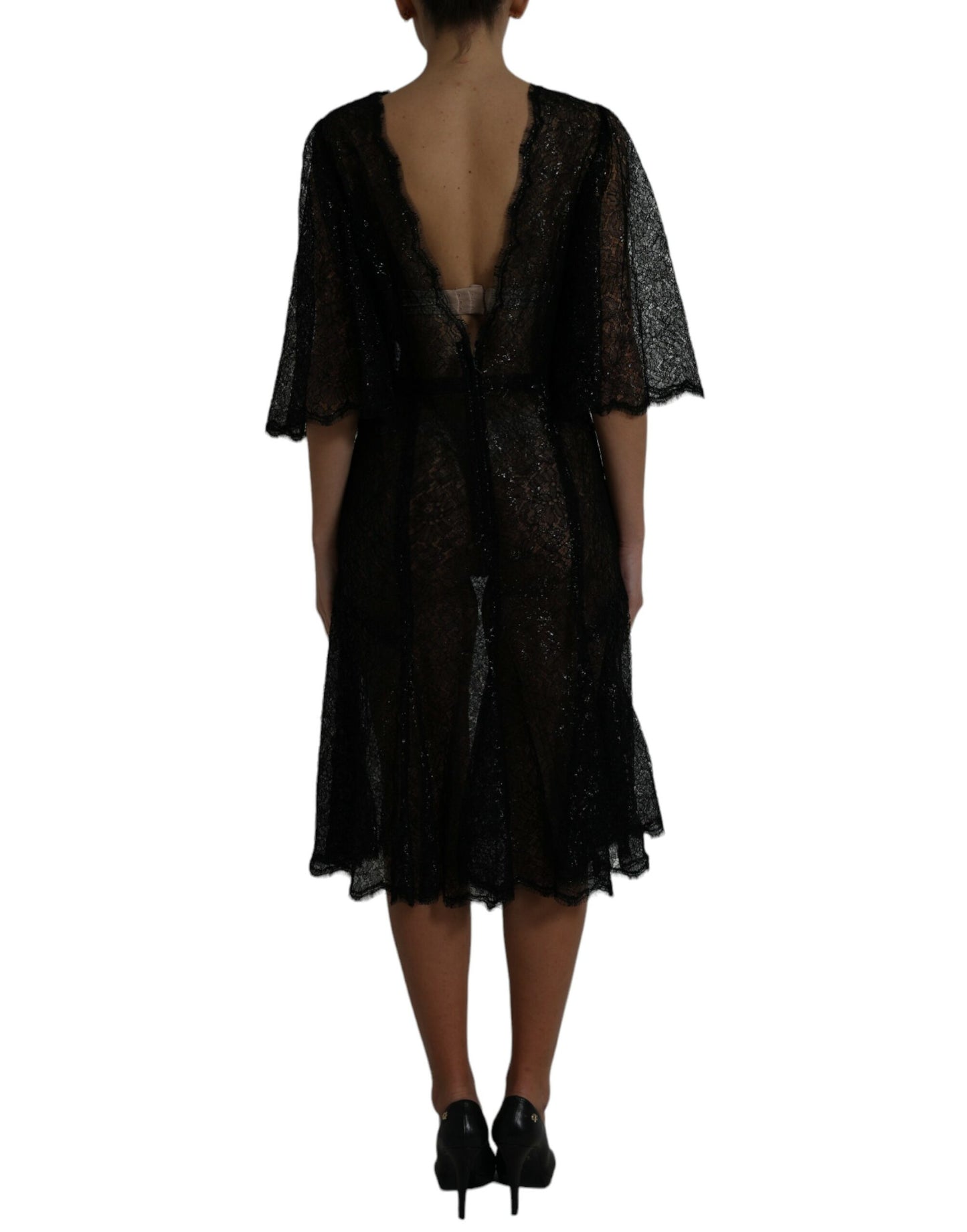 - Elegant Floral Lace Midi Dress