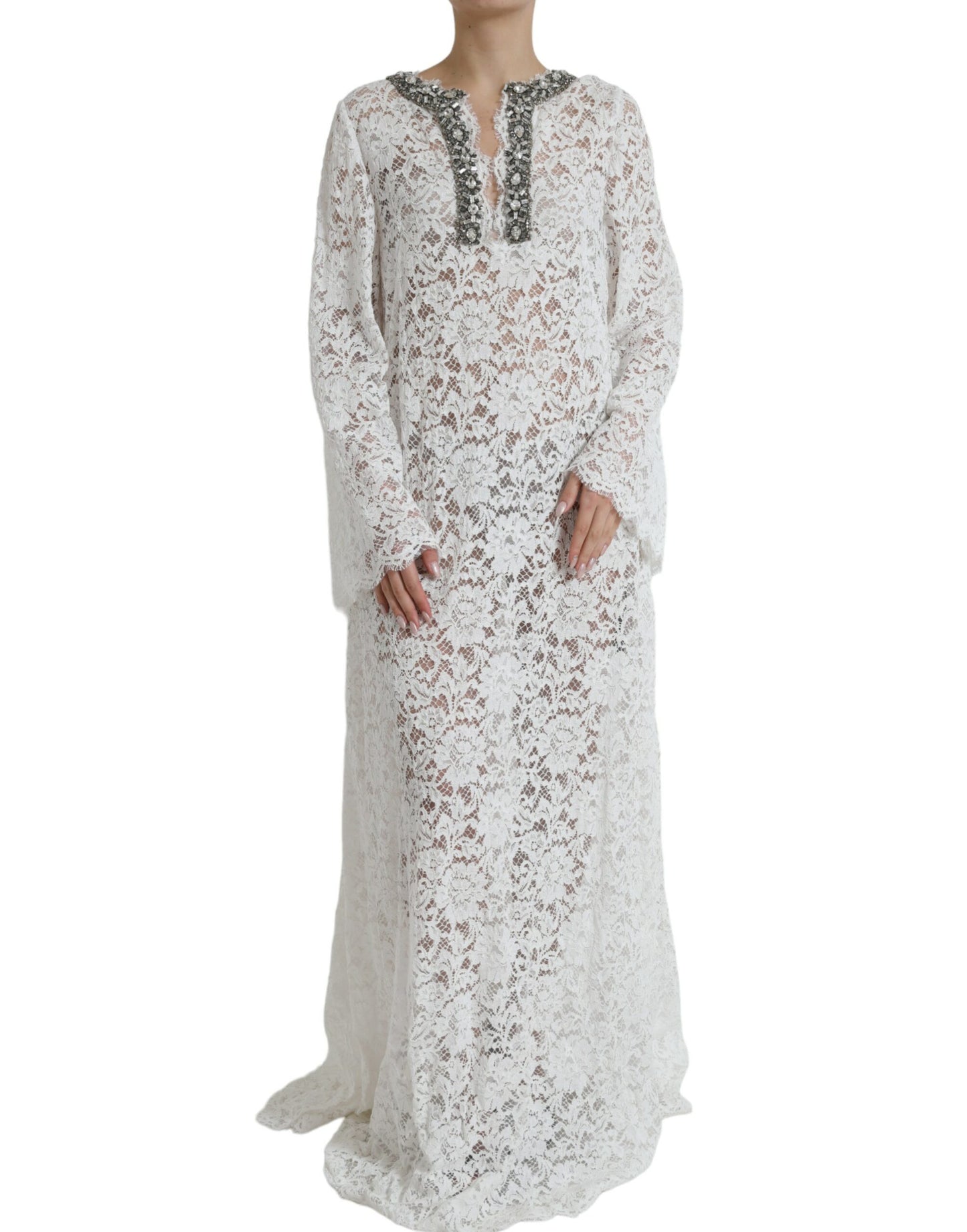 - Elegant White Shift Dress with Crystal Embellishment