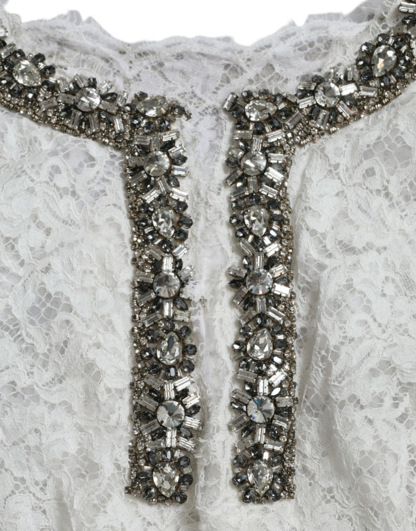 - Elegant White Shift Dress with Crystal Embellishment