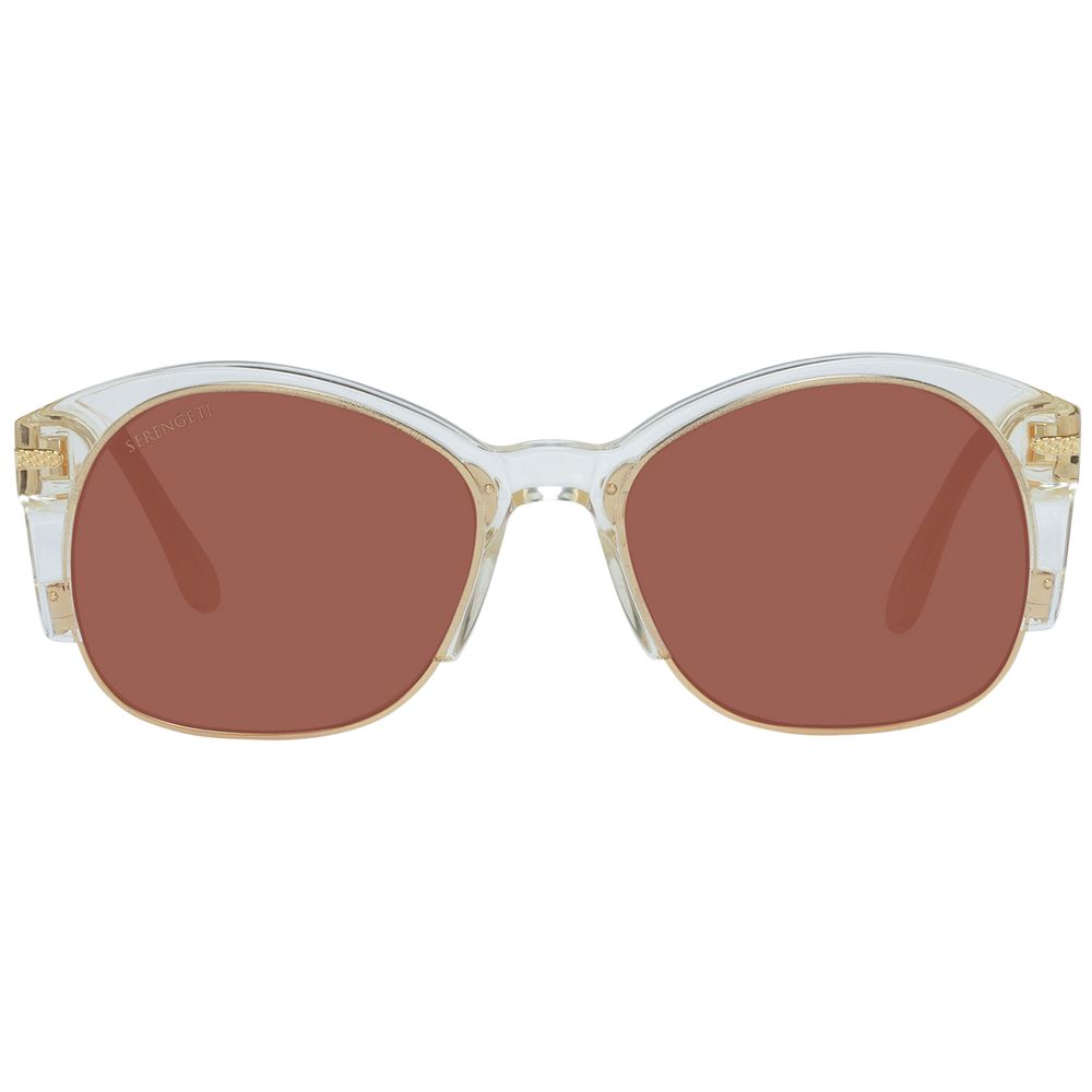 Serengeti Gold Unisex Sunglasses – Round Frame with Brown Polarized Lenses, 53mm