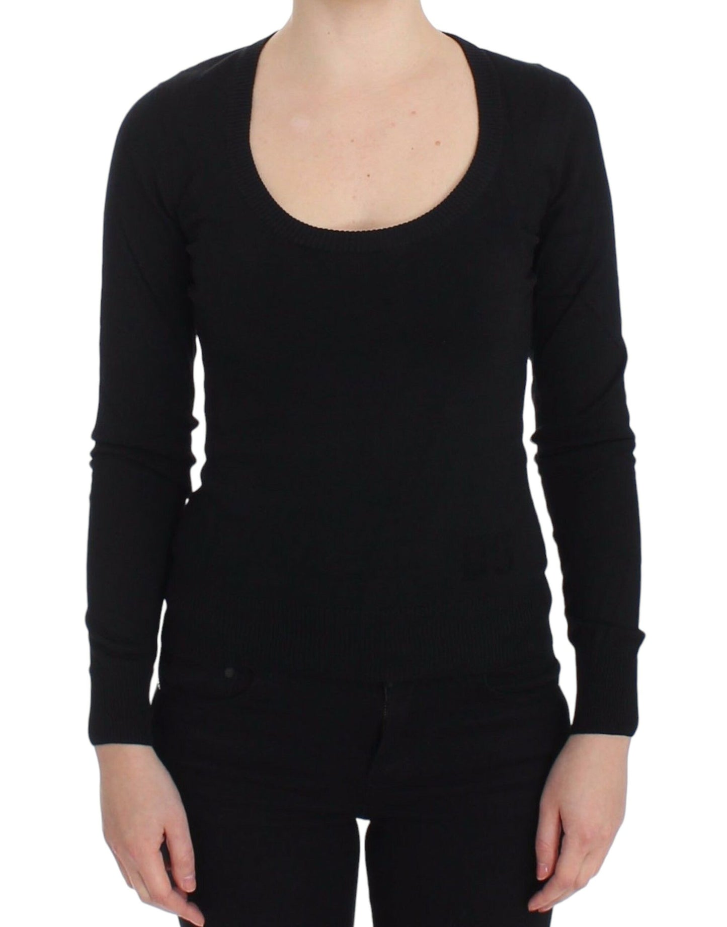 - Elegant Black Deep Crewneck Sweater
