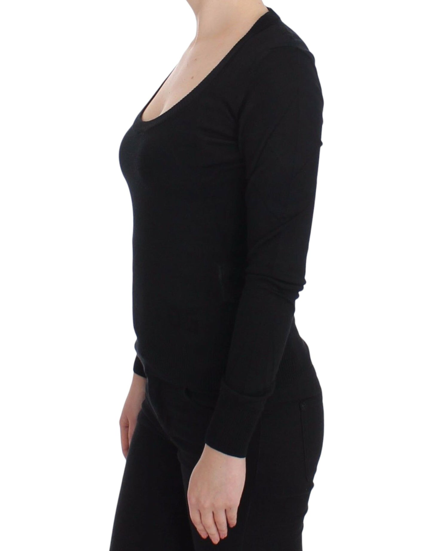 - Elegant Black Deep Crewneck Sweater