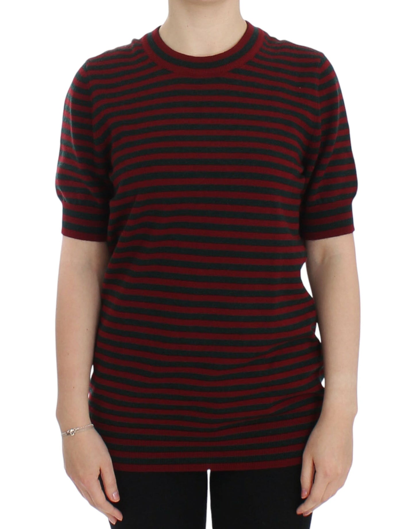 - Elegant Striped Cashmere Crewneck Sweater