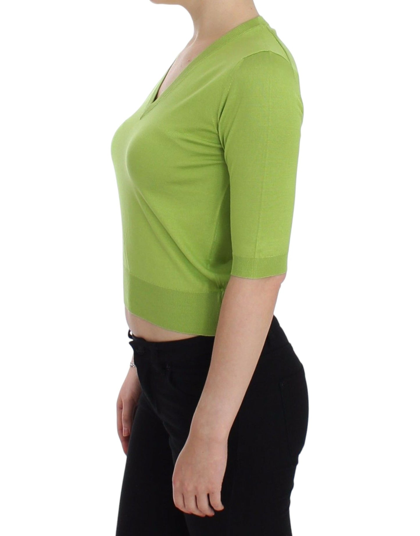 - Emerald Green Wool V-Neck Pullover