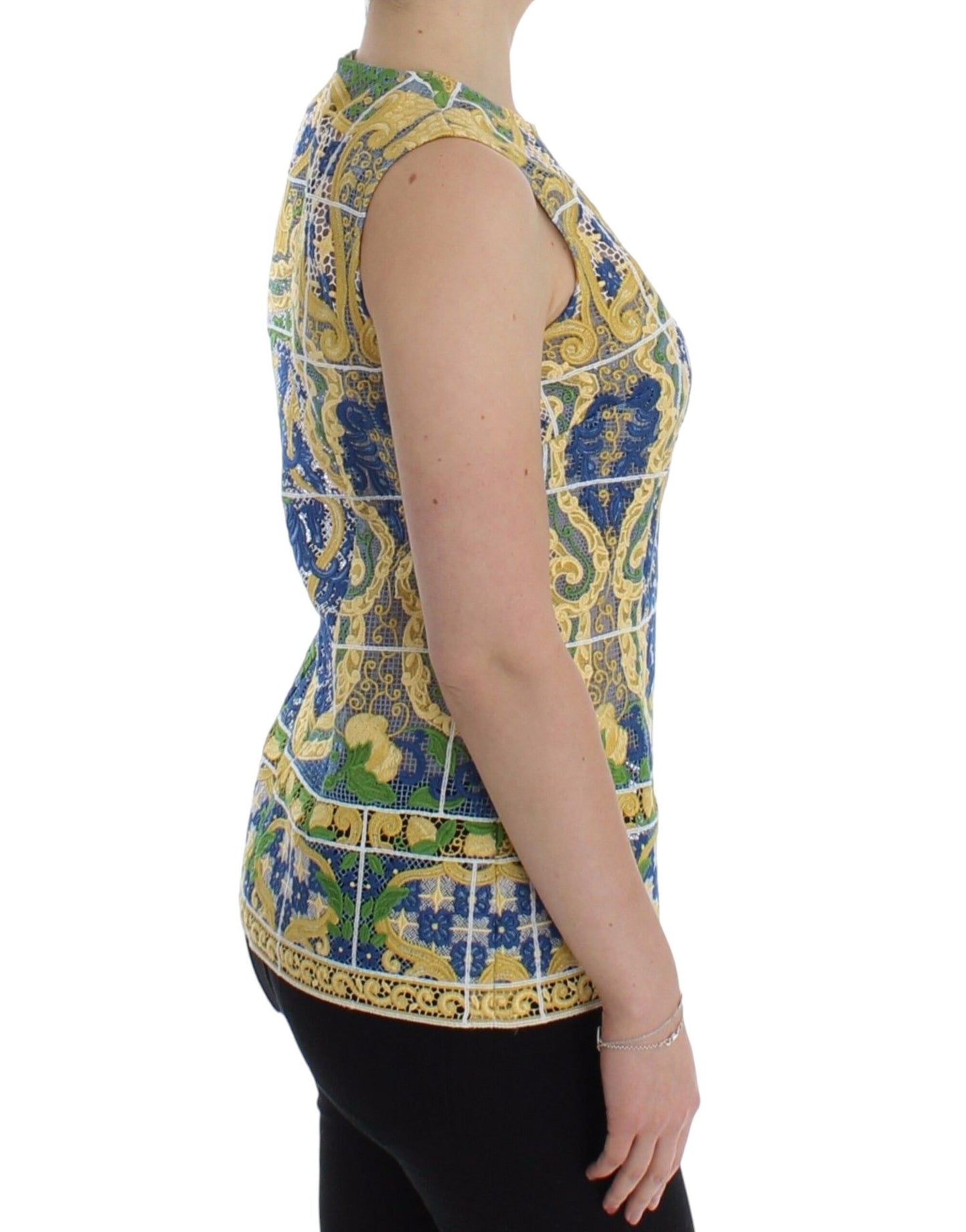 - Majolica Embroidered Sleeveless Elegance