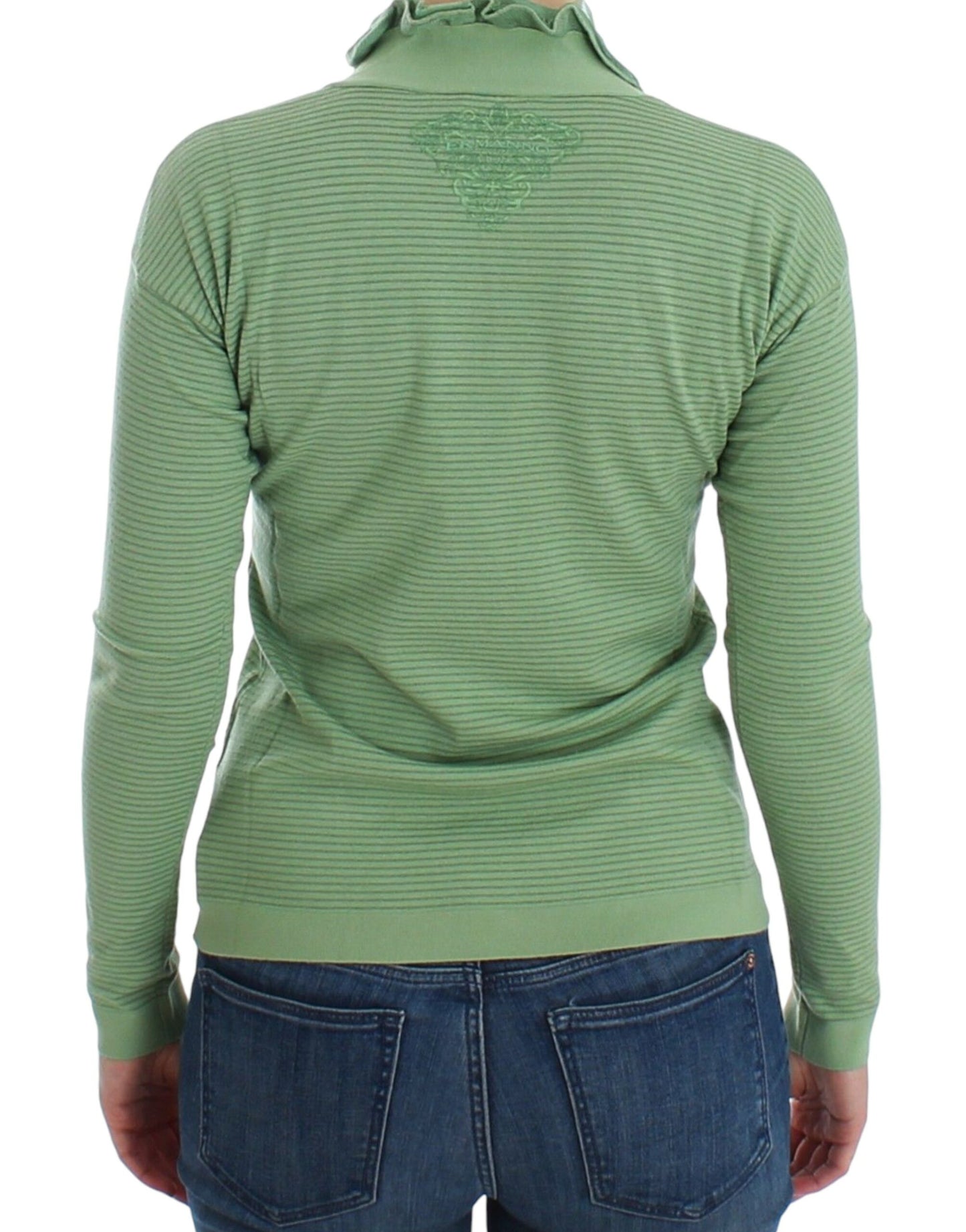 - Elegant Green Striped Wool Blend Sweater