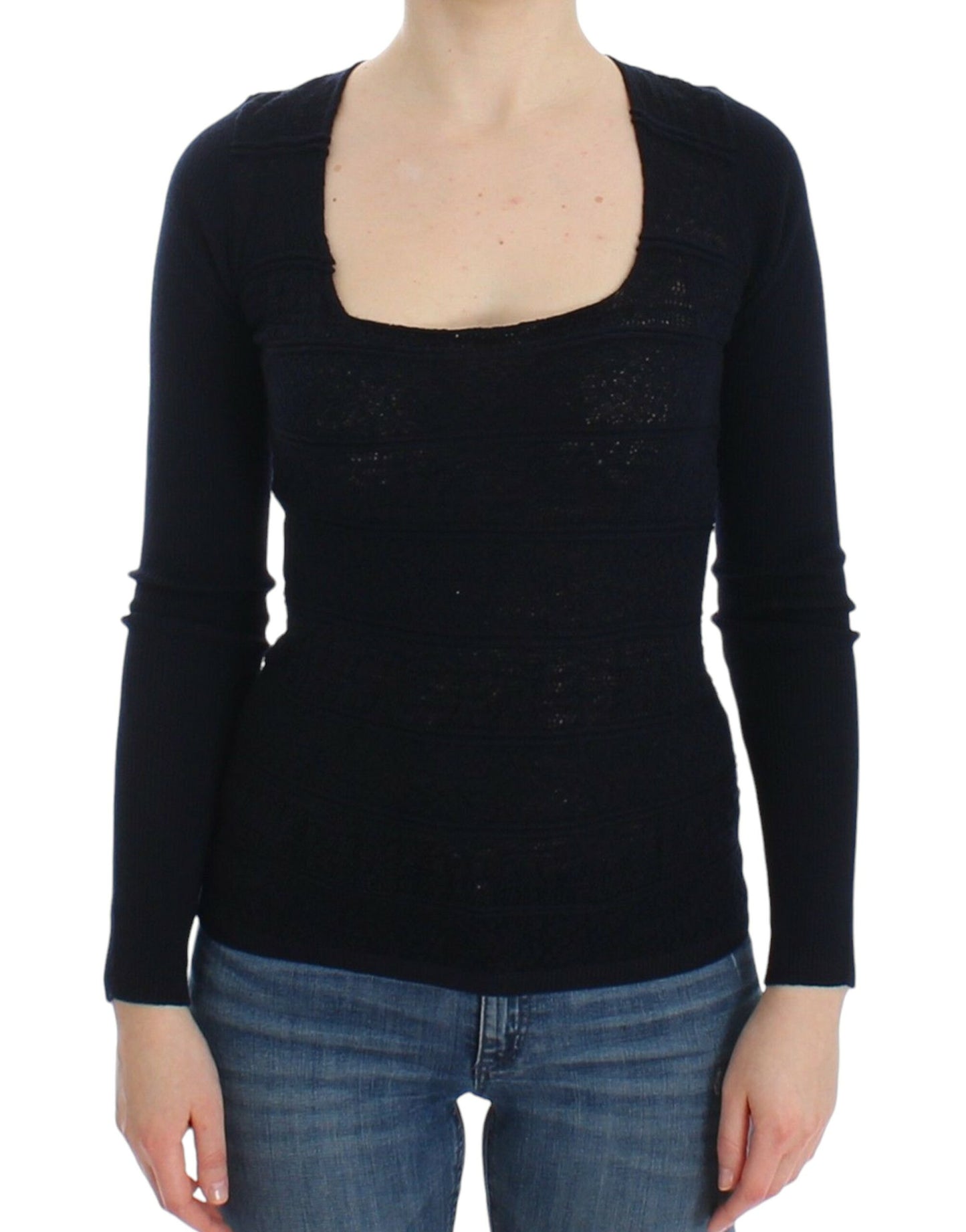 - Chic Blue Wool Blend Sweater