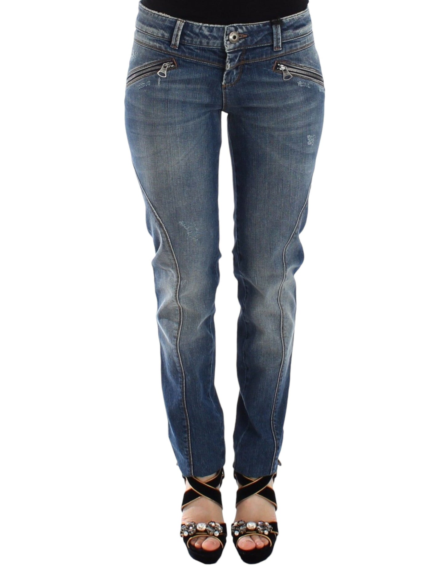 - Chic Slim-Fit Blue Denim Jeans