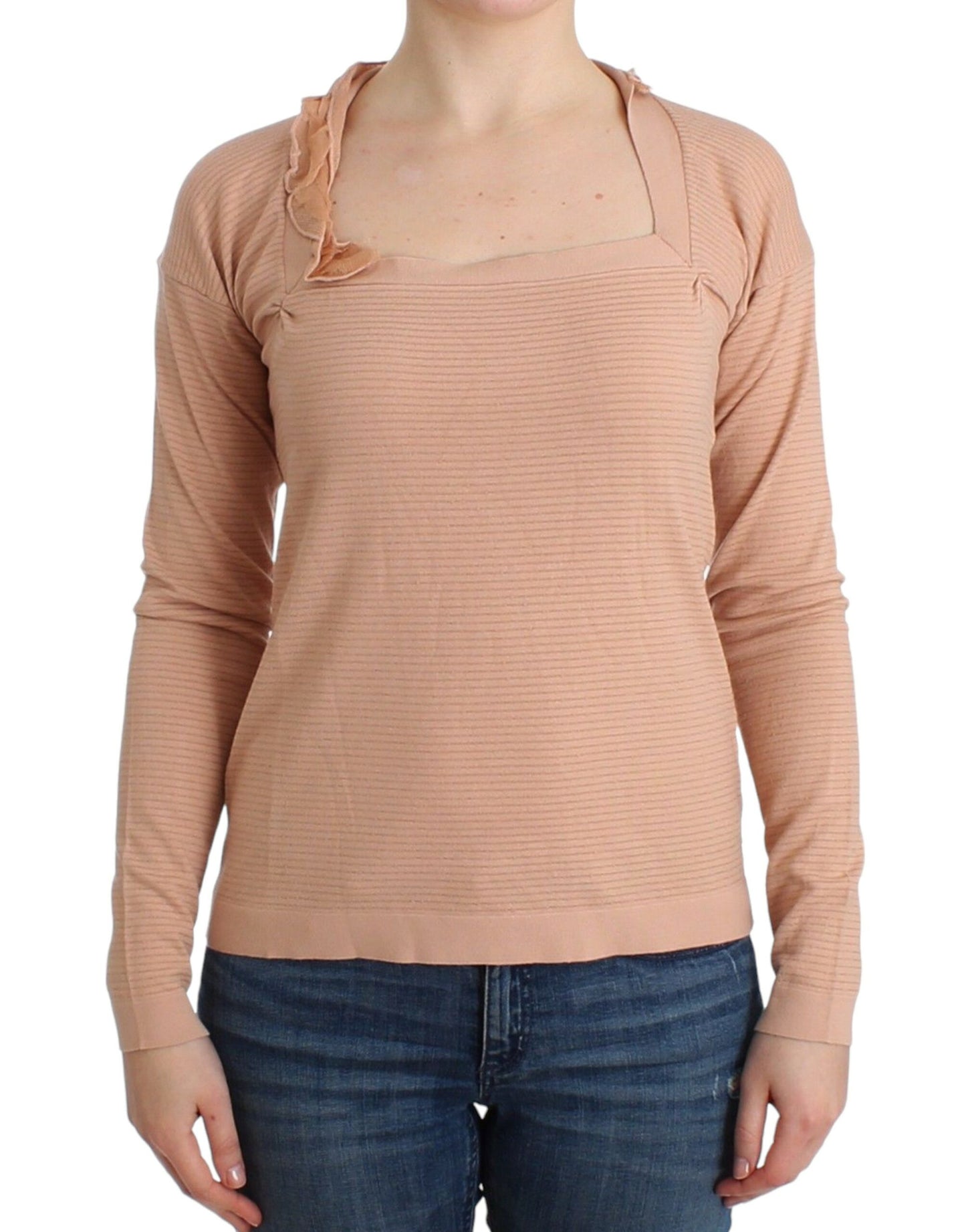 - Chic Striped Wool Blend Orange Sweater