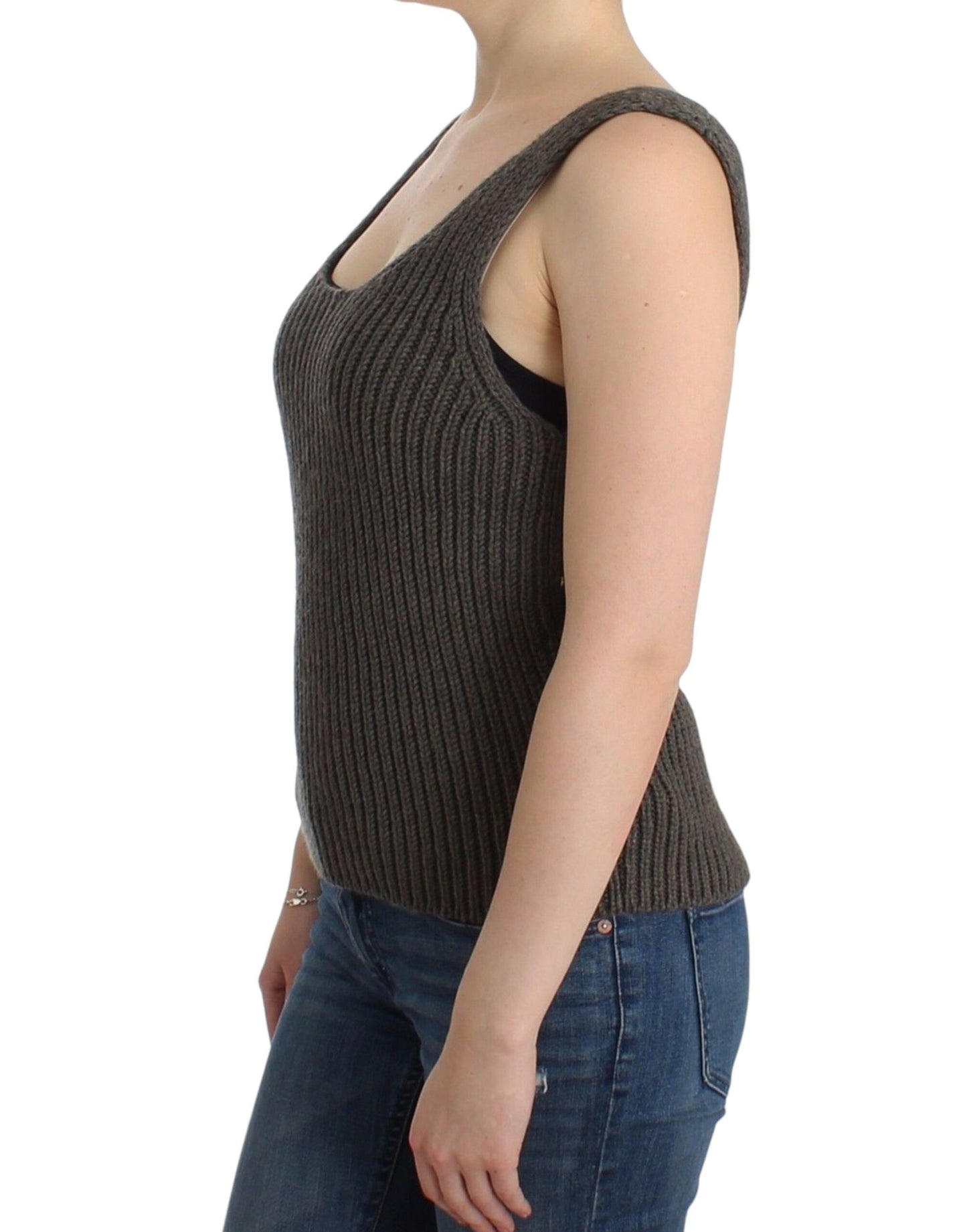 - Chic Gray Knit Crew Neck Top