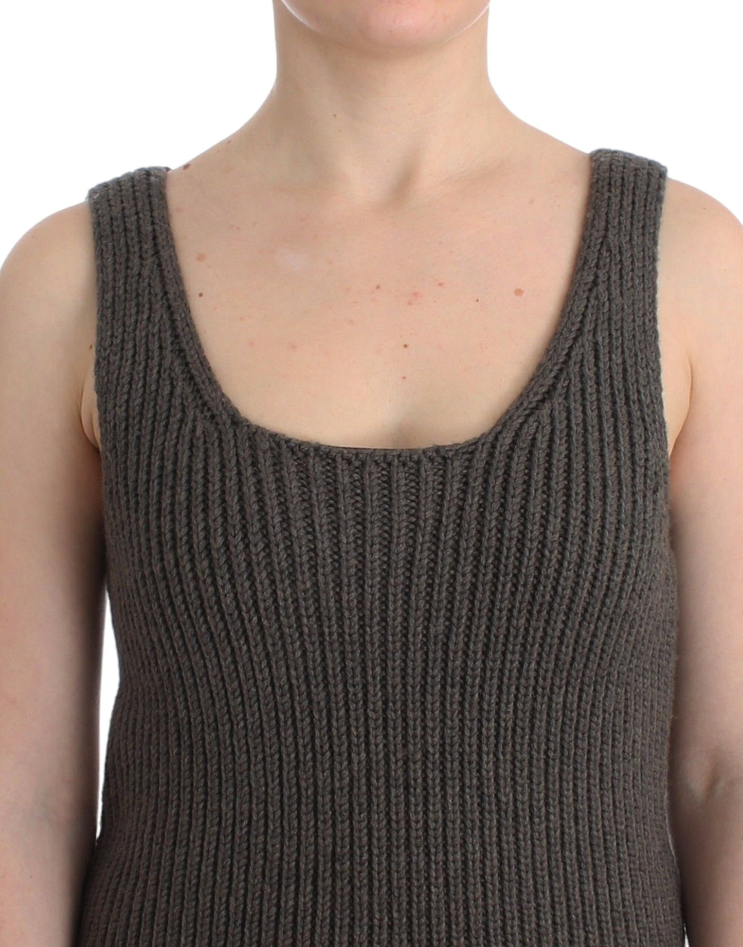 - Chic Gray Knit Crew Neck Top