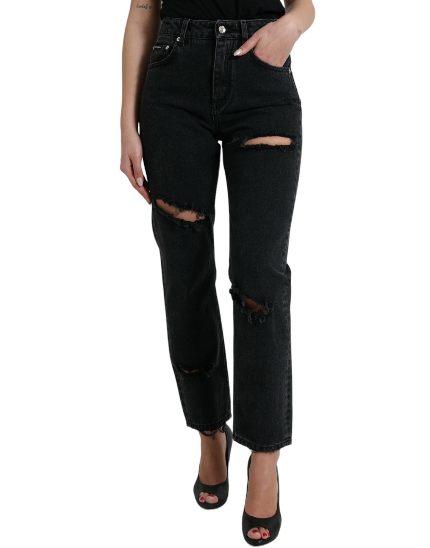 - Elegant High-Waist Black Stretch Jeans