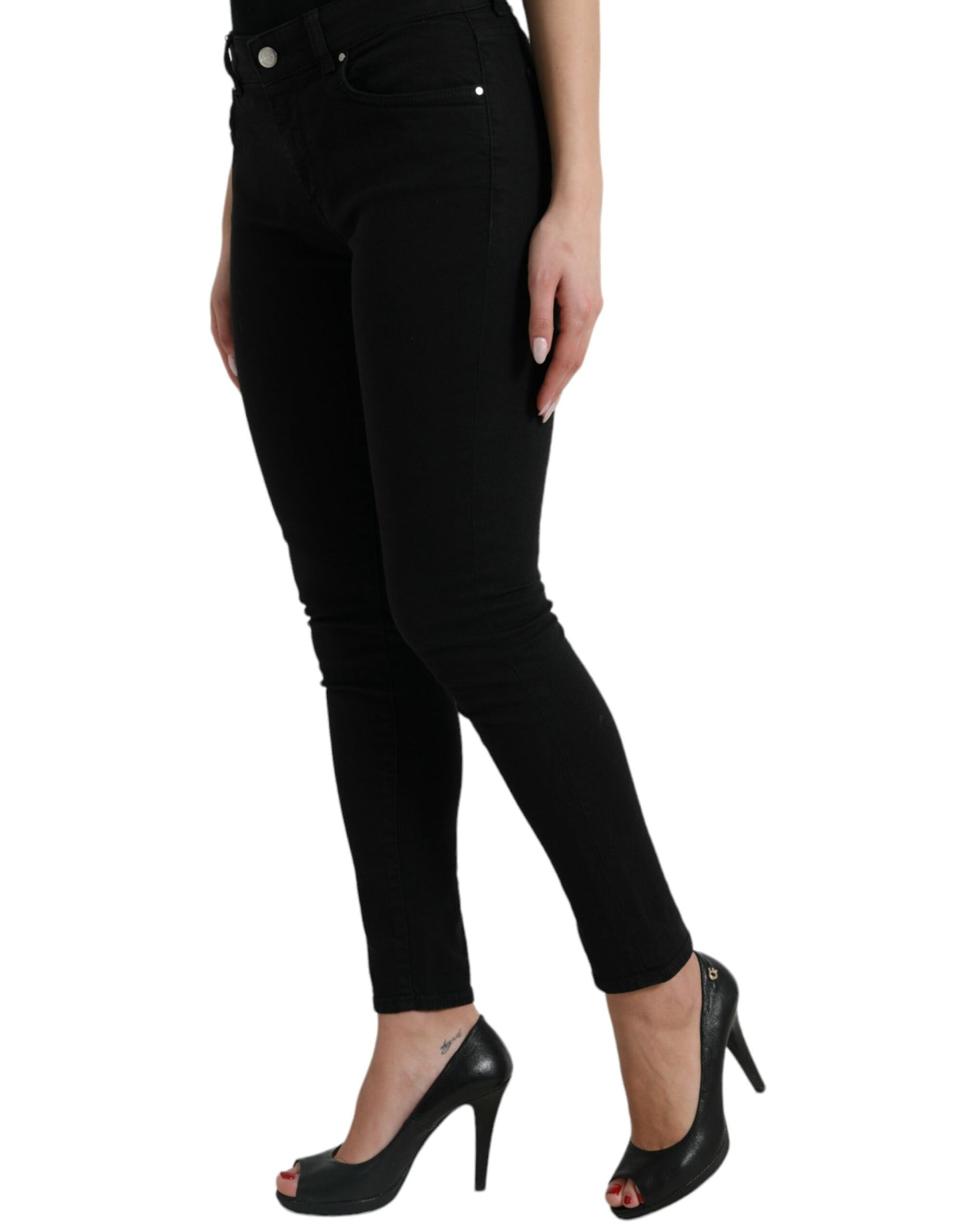 - Chic Black Mid-Waist Stretch Jeans