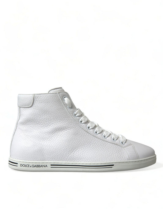 - Elegant White Leather High Top Sneakers