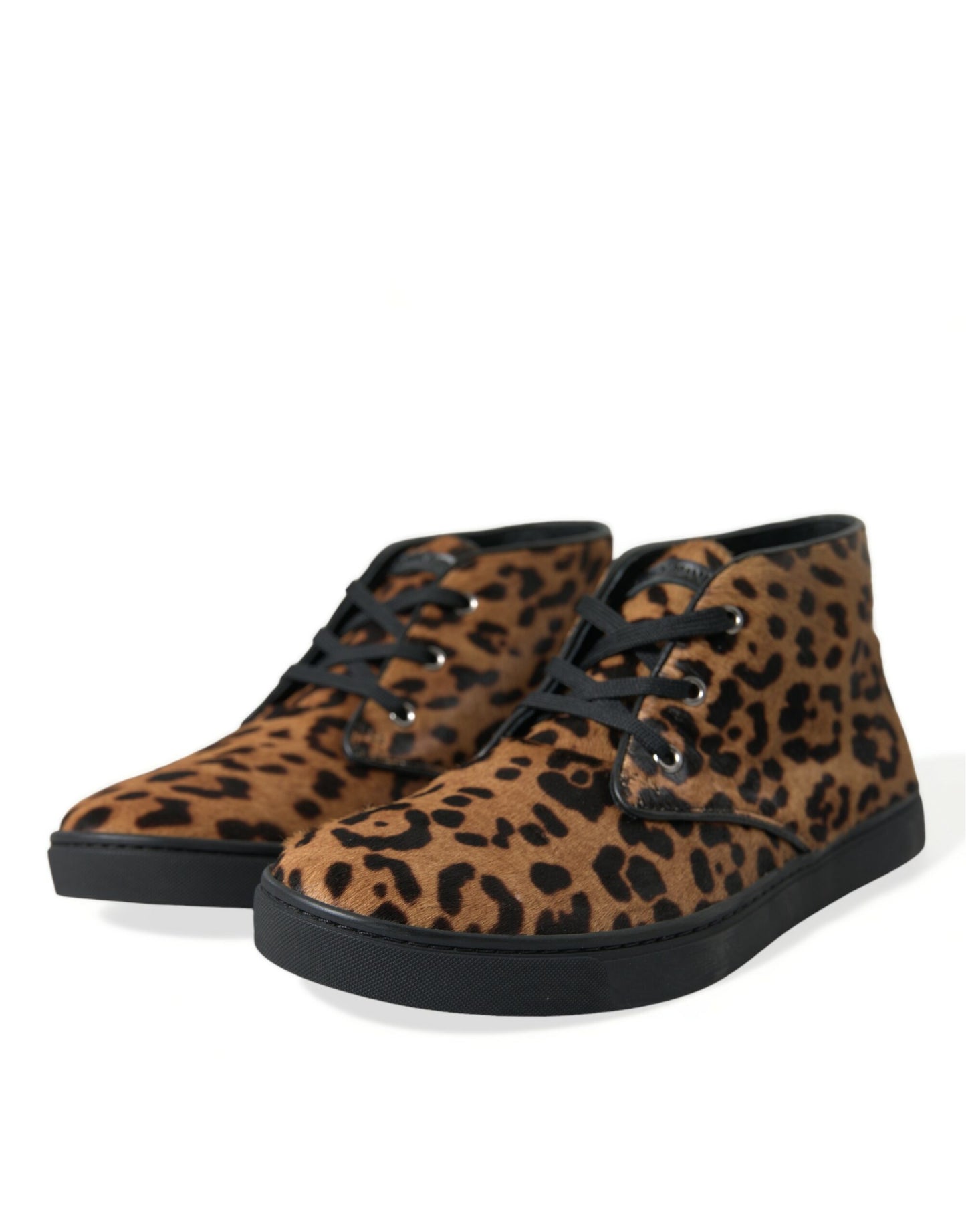 - Elegant Leopard Print Mid-Top Sneakers
