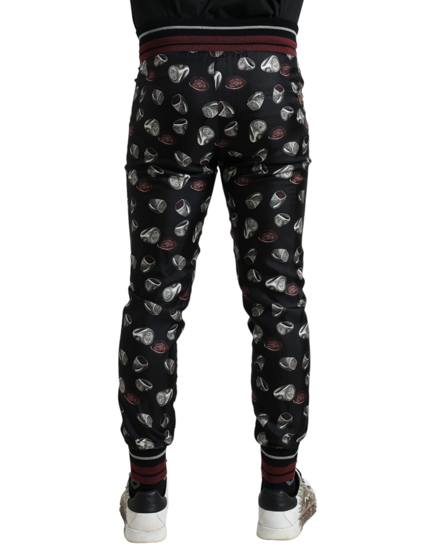 - Elegant Silk Jogging Trousers with Ring Print