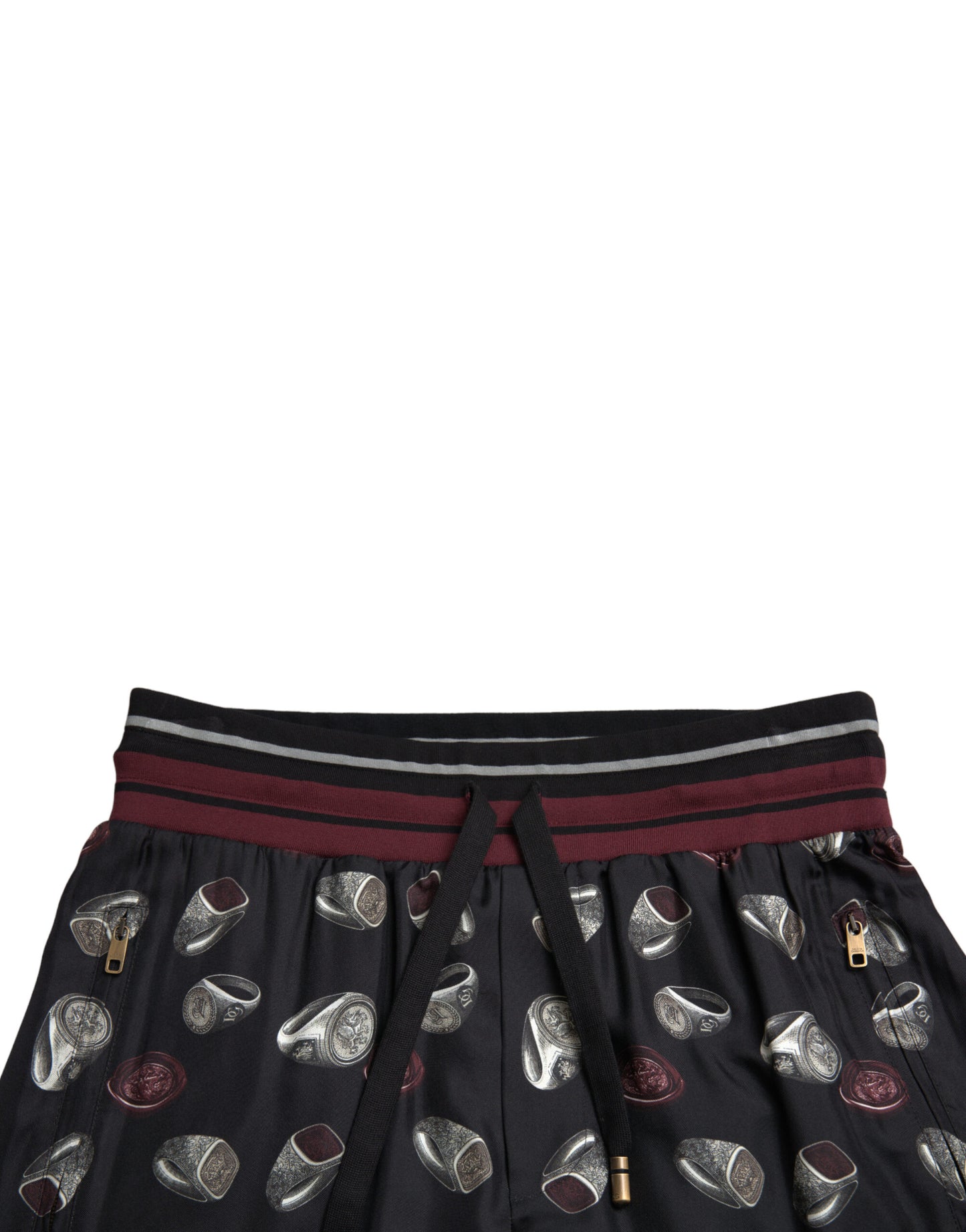 - Elegant Silk Jogging Trousers with Ring Print