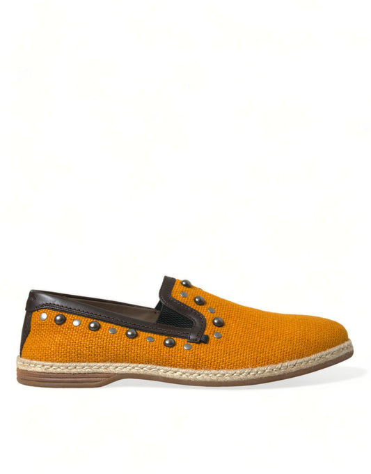- Exclusive Orange Canvas Loafers with Studs