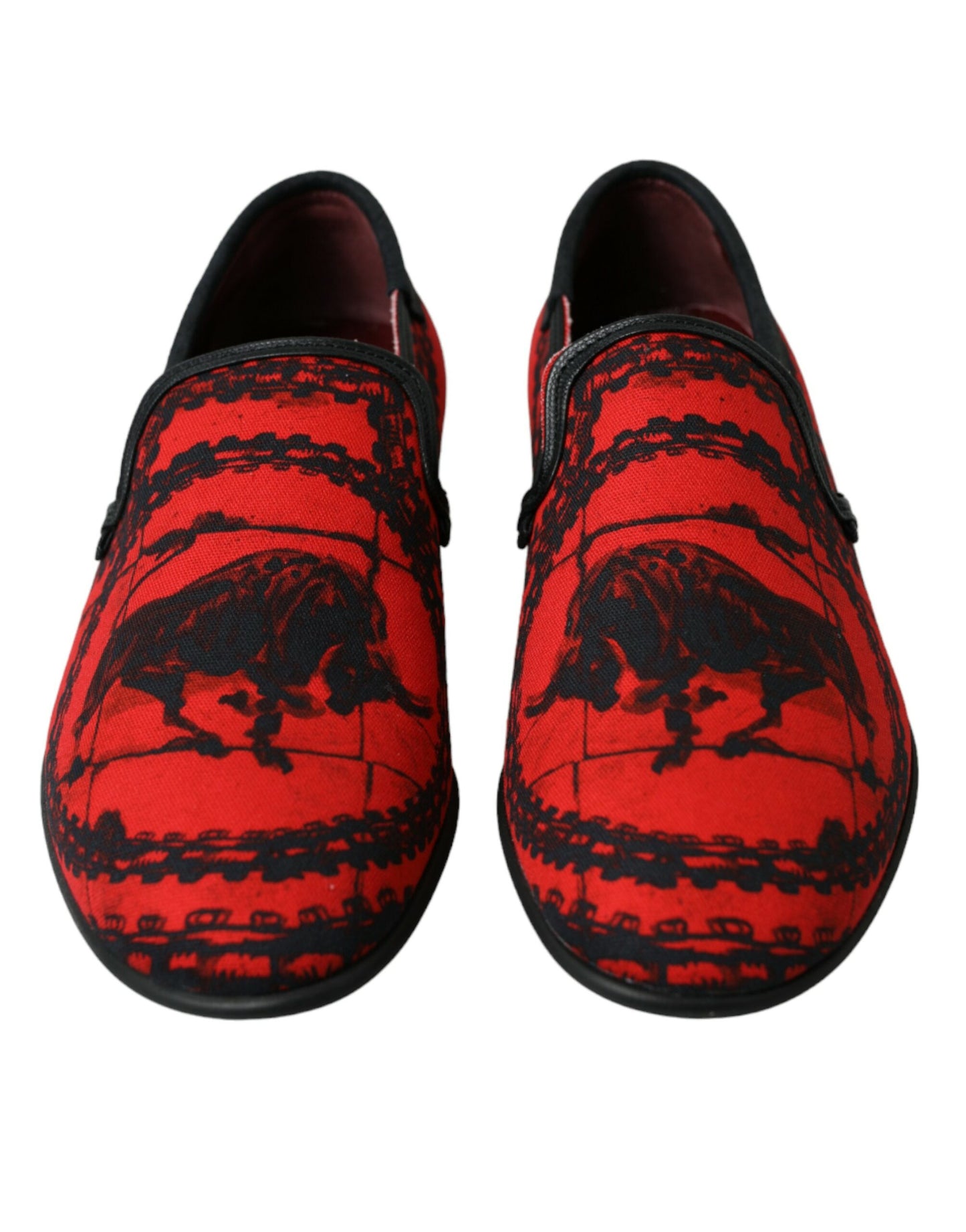 - Torero-Inspired Luxe Red & Black Loafers