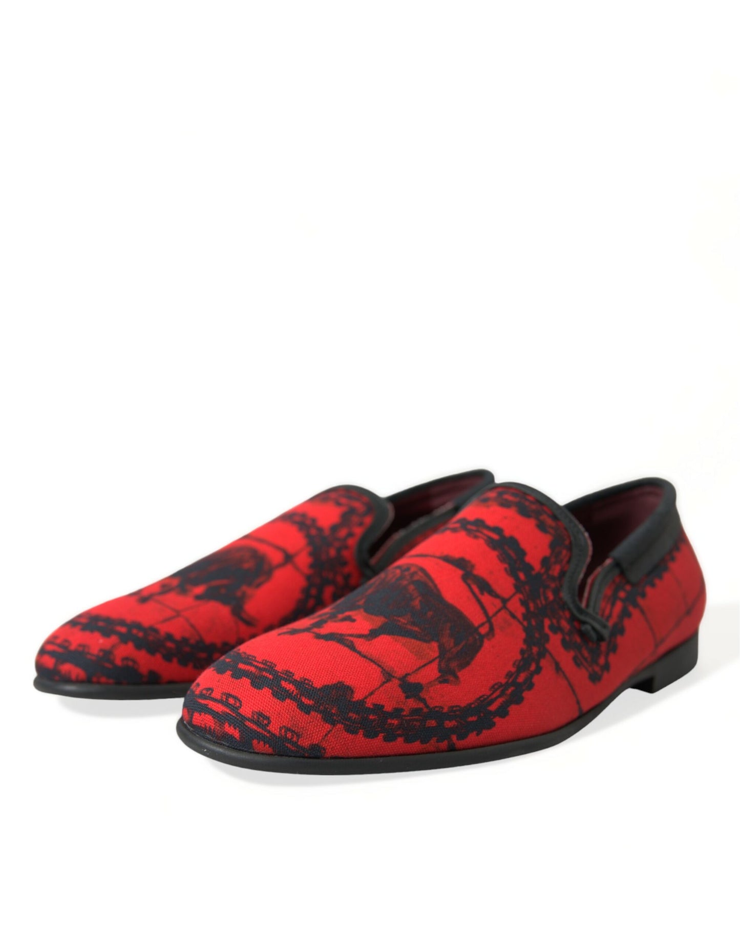 - Torero-Inspired Luxe Red & Black Loafers