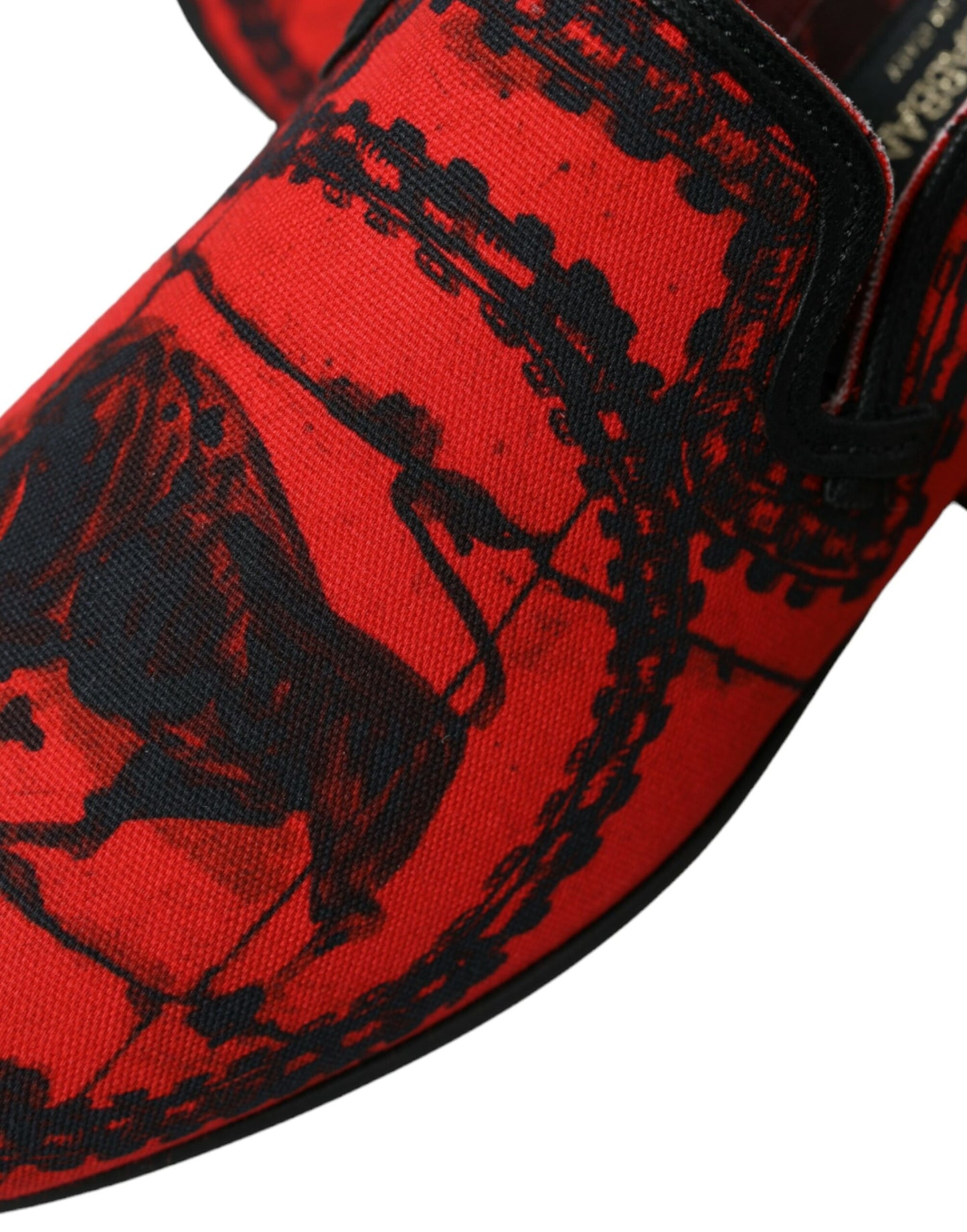 - Torero-Inspired Luxe Red & Black Loafers