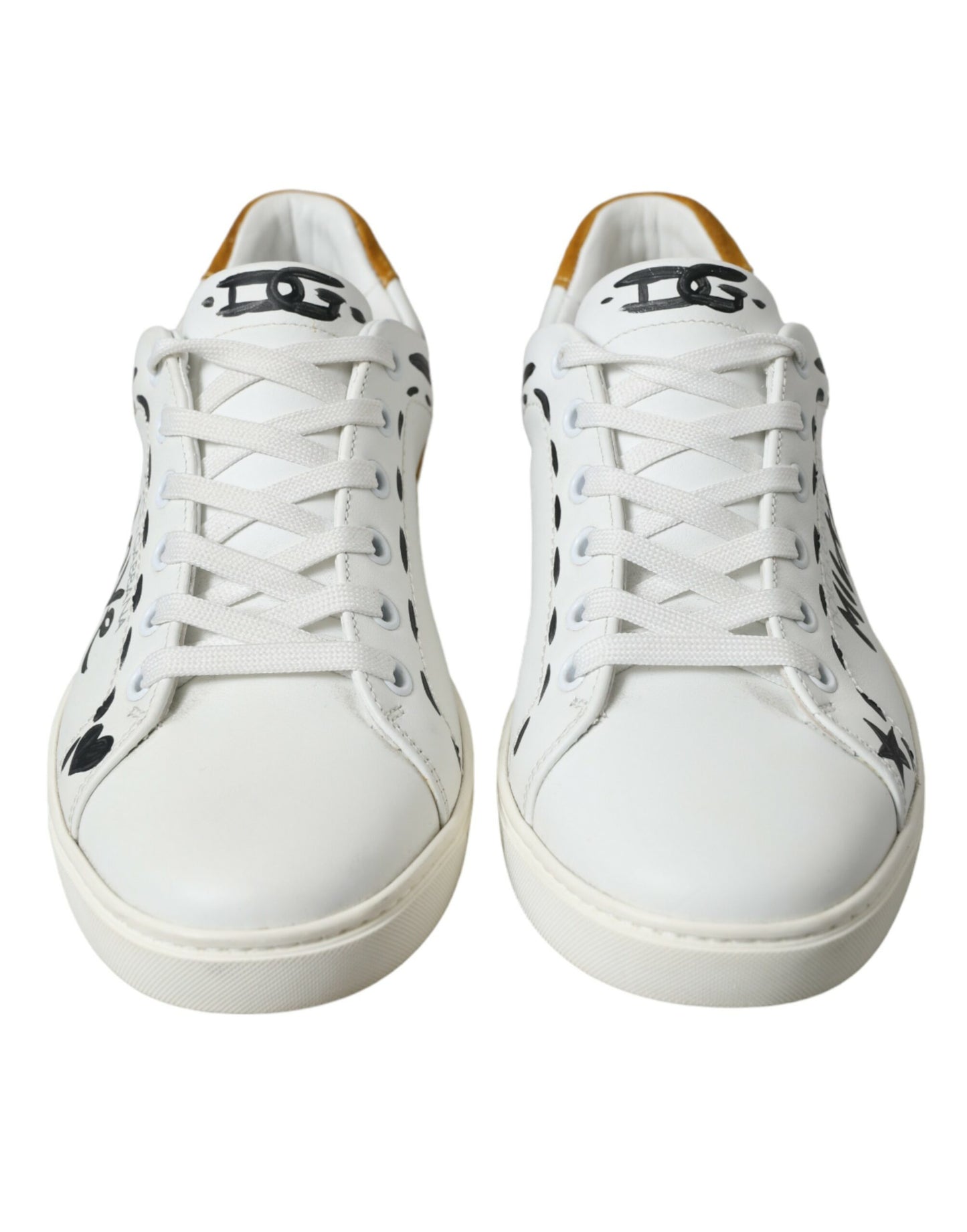 - Sleek White Low Top Leather Sneakers