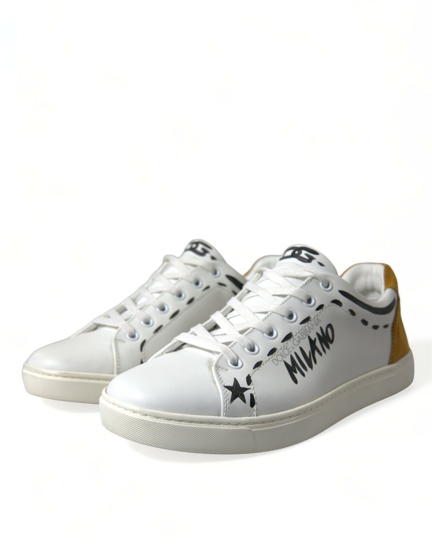 - Sleek White Low Top Leather Sneakers
