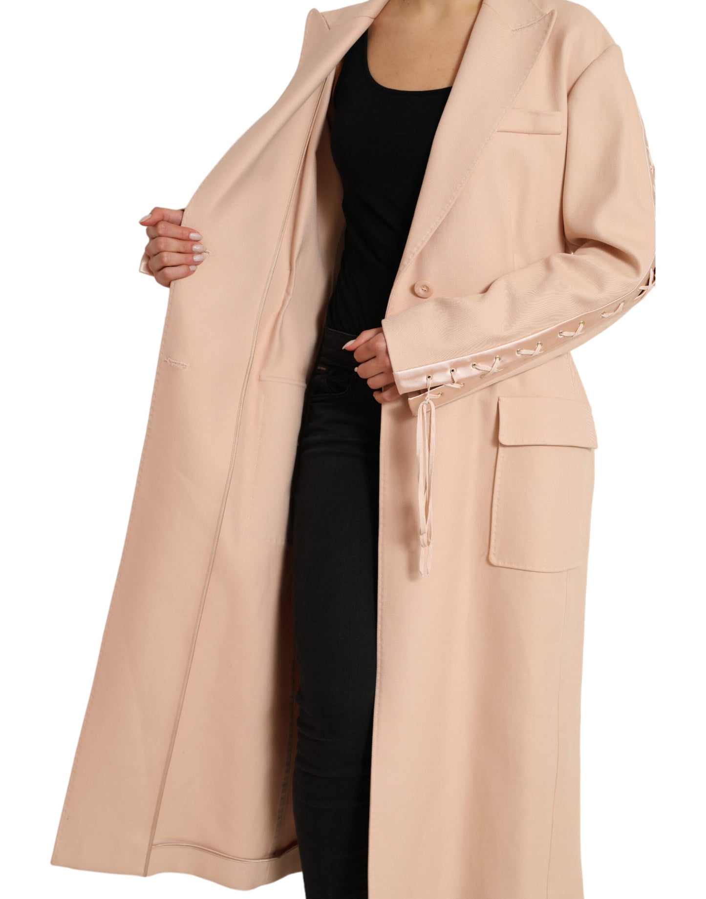 - Elegant Beige Single-Breasted Trench Coat