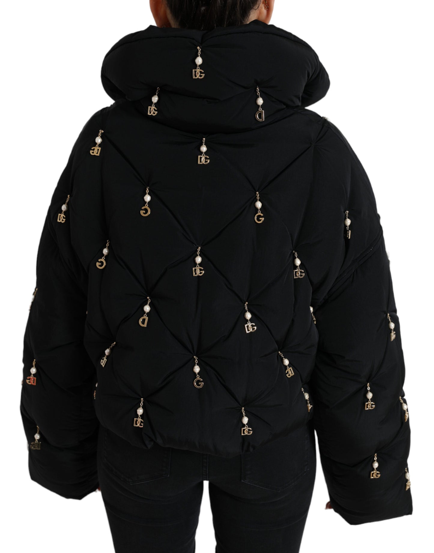 - Elegant Quilted Jacket with Pearl Embellishment