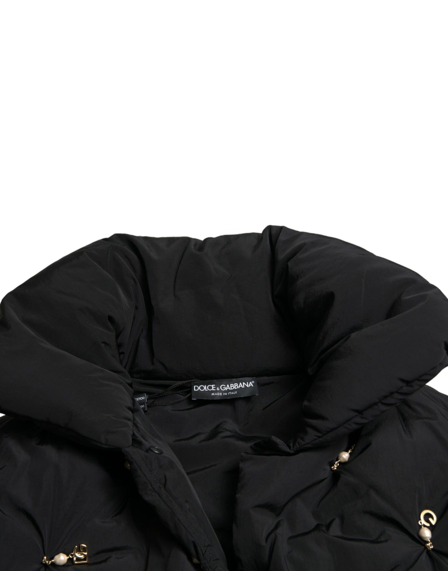 - Elegant Quilted Jacket with Pearl Embellishment