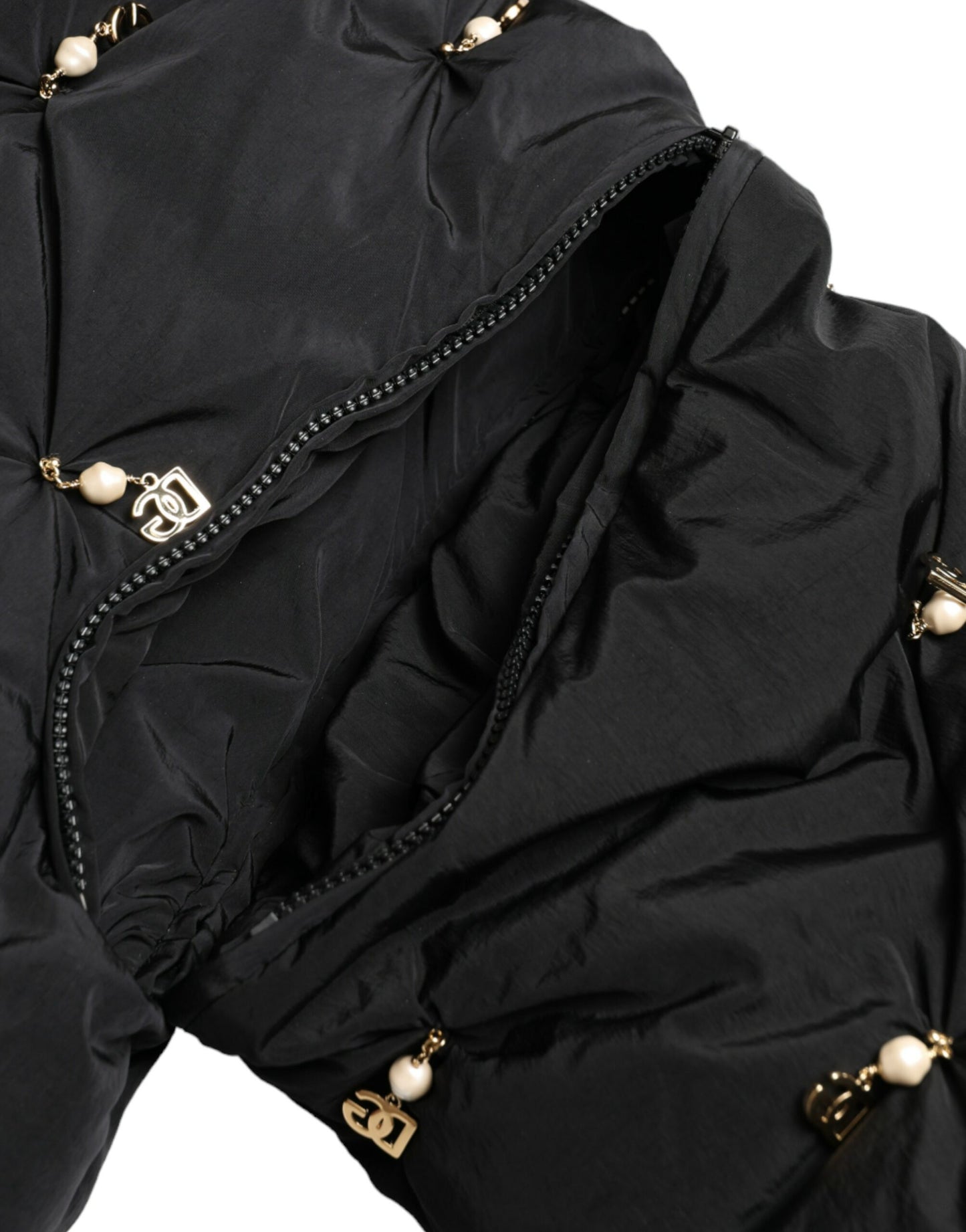 - Elegant Quilted Jacket with Pearl Embellishment