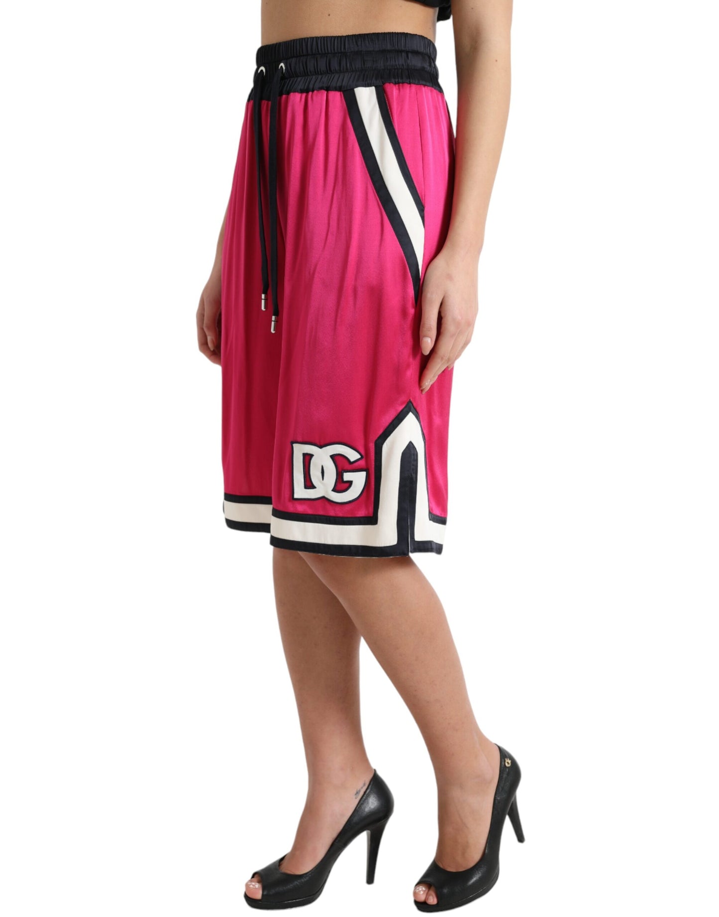 - Chic Pink High Waist Jersey Shorts