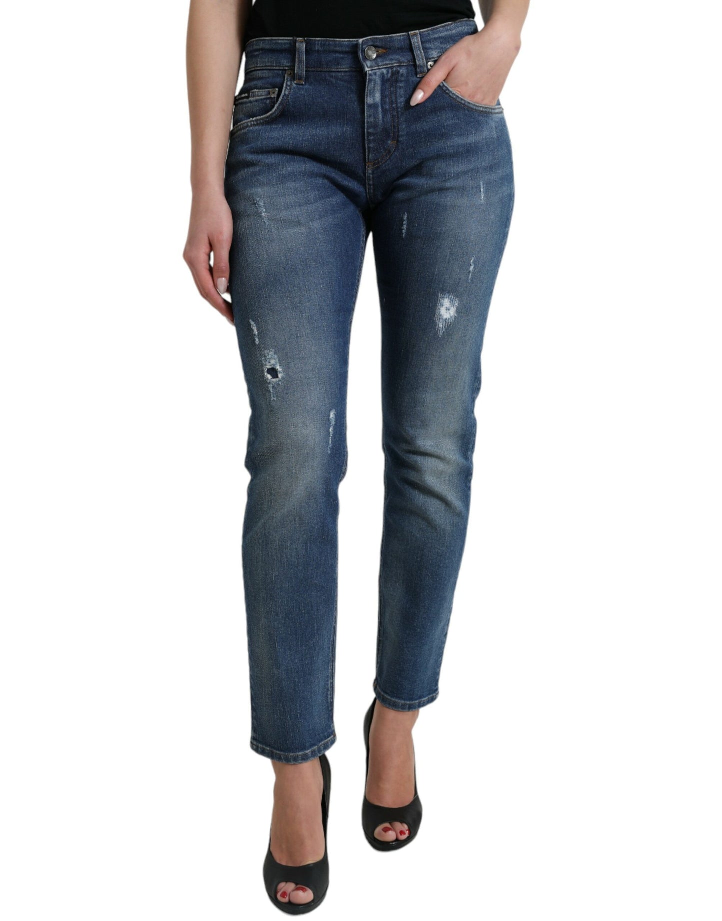 - Chic Boyfriend Mid-Waist Stretch Jeans