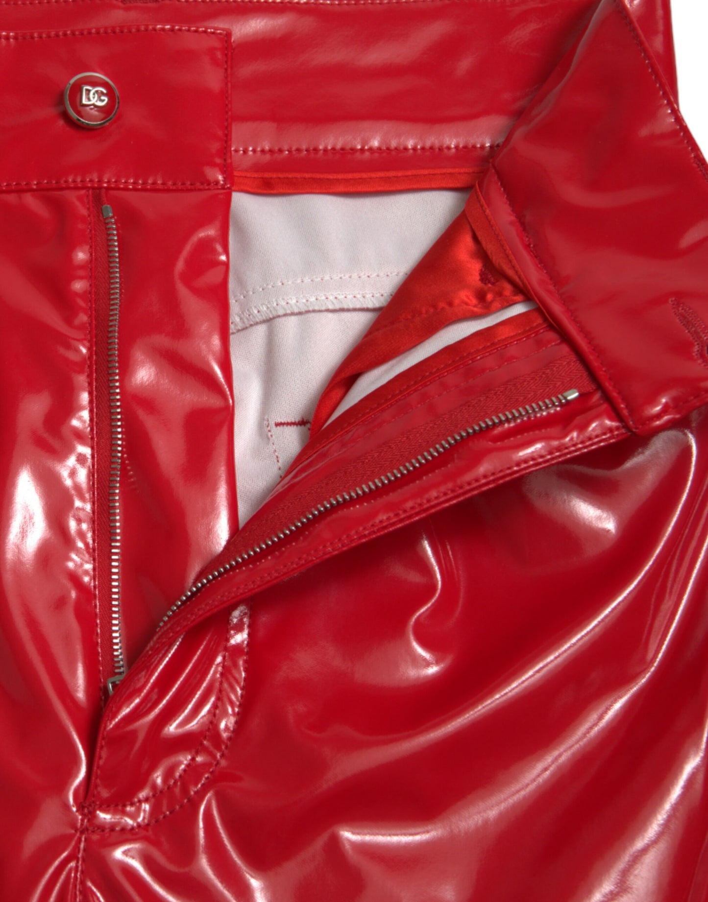 - High Waist Red Skinny Pants - Sleek and Chic