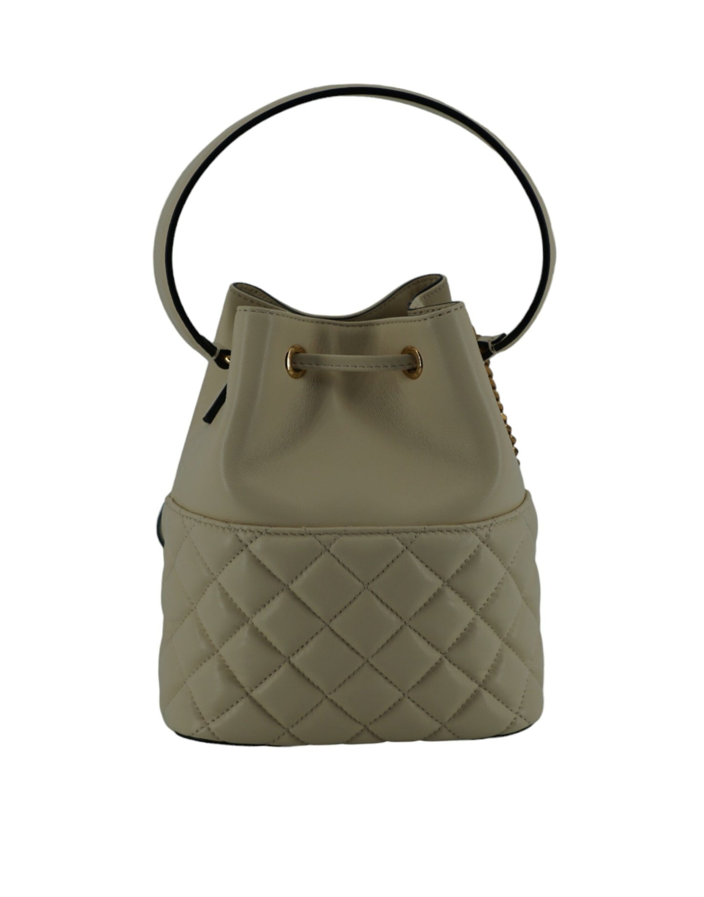 - Elegant Small White Leather Bucket Shoulder Bag