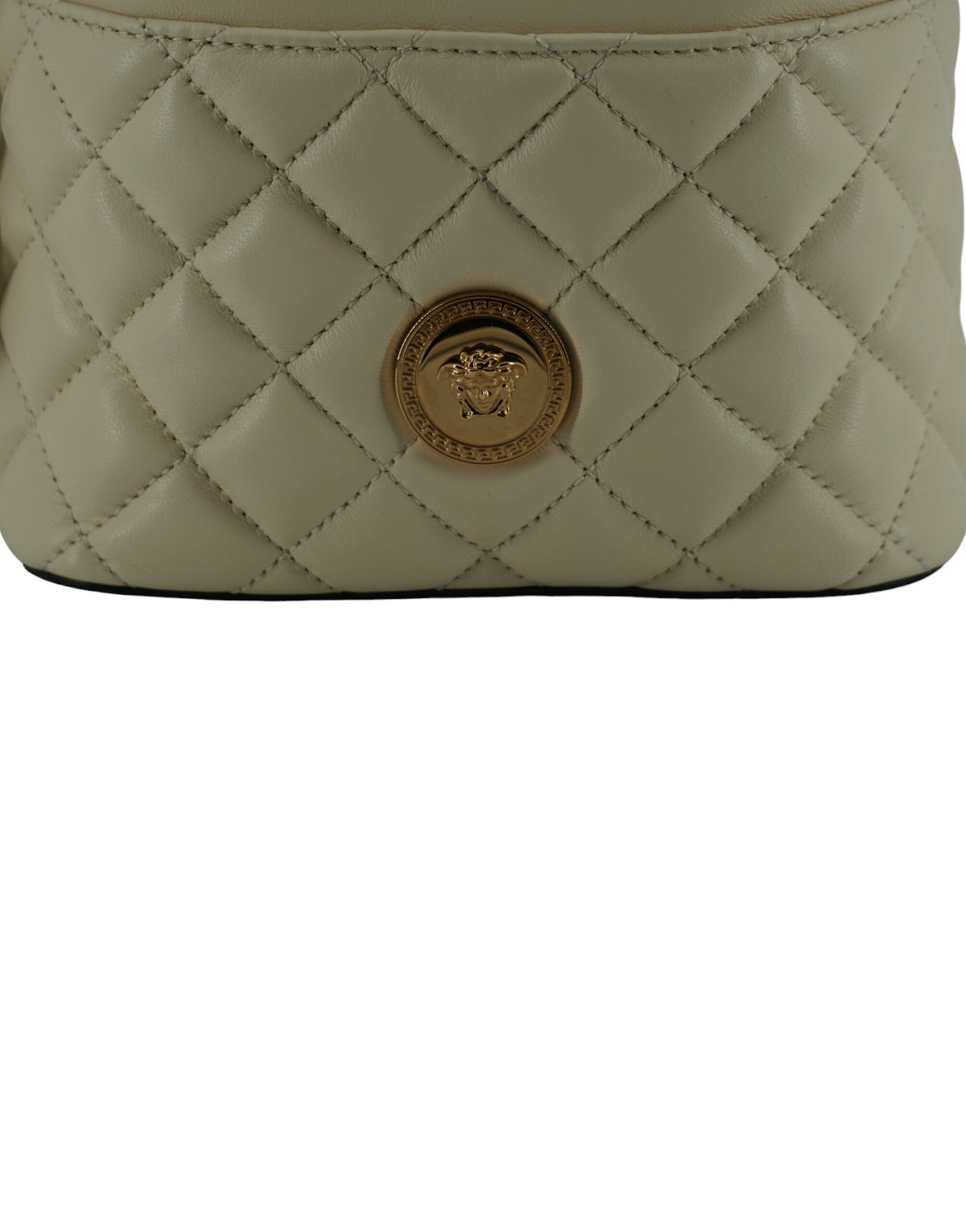- Elegant Small White Leather Bucket Shoulder Bag