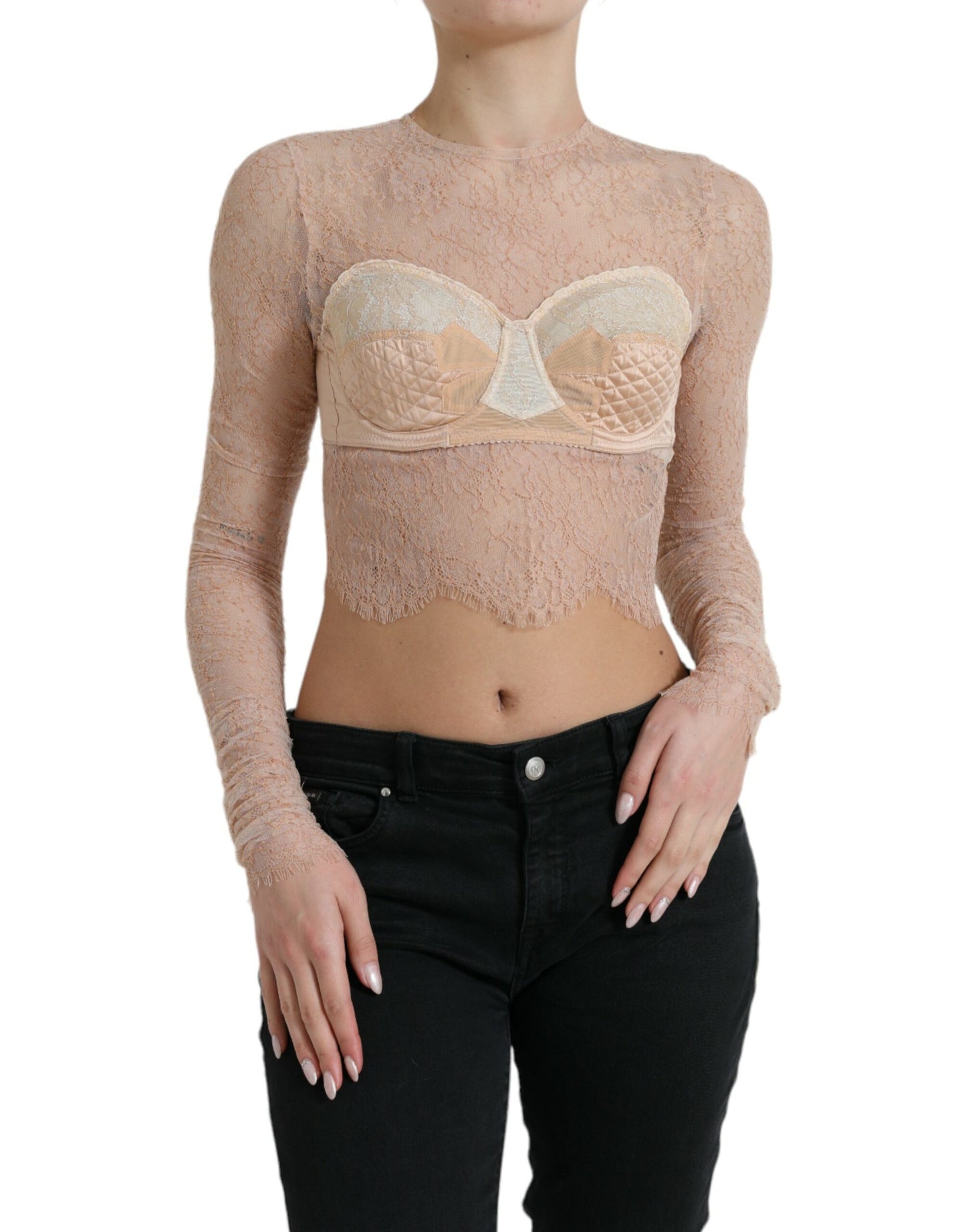 - Elegant Lace Bustier Cropped Top
