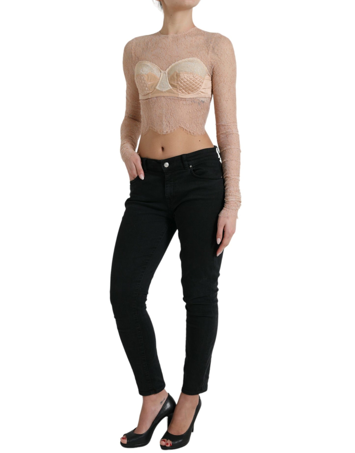 - Elegant Lace Bustier Cropped Top