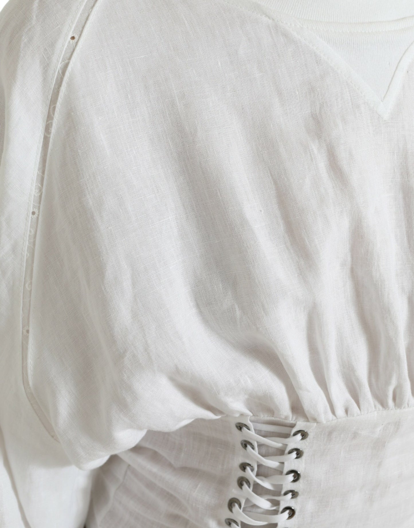 - Elegant White Lace-Up Corset Cropped Top