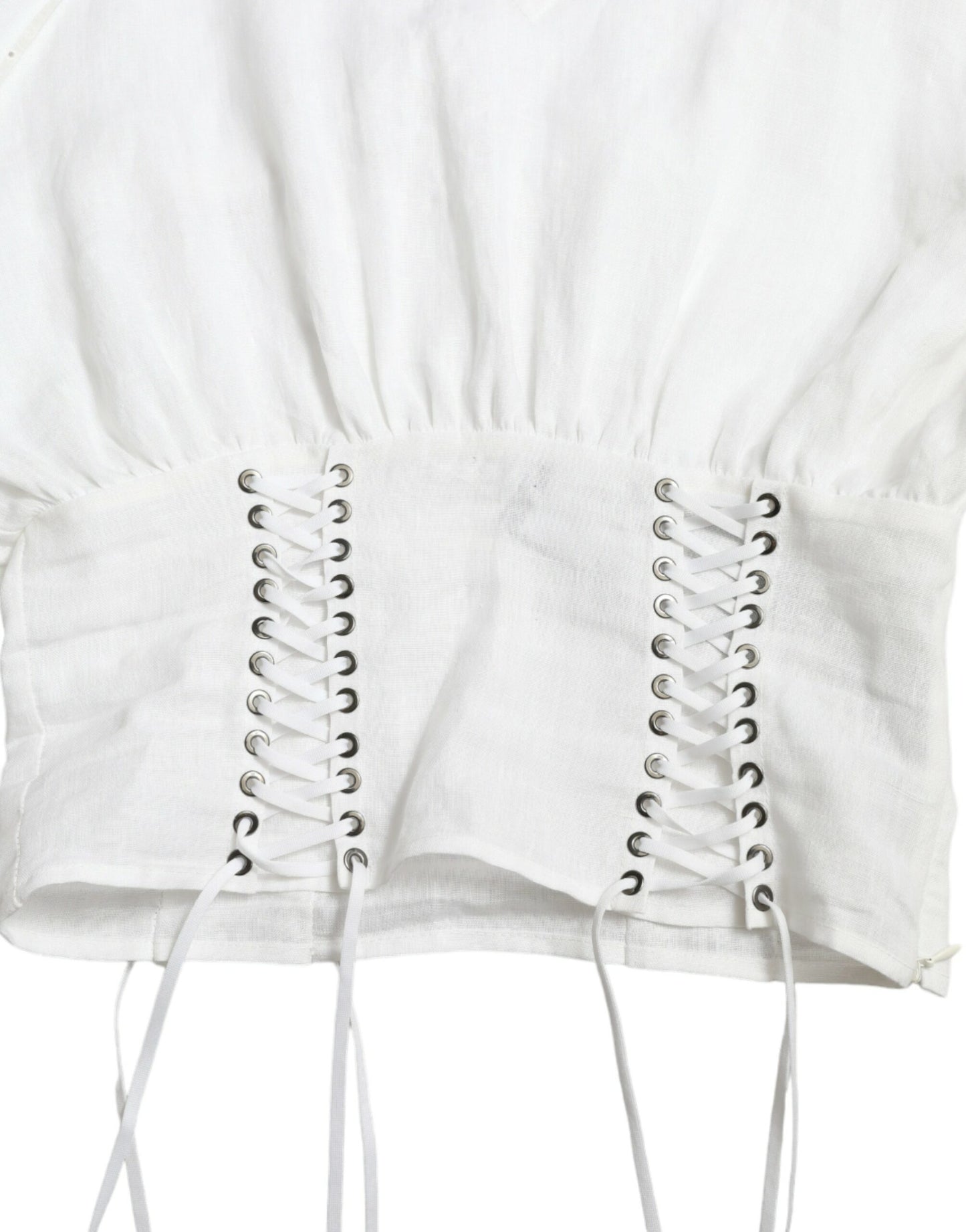 - Elegant White Lace-Up Corset Cropped Top