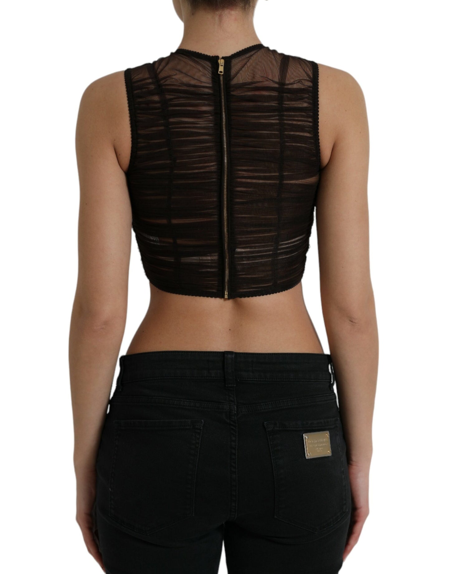 - Embellished Cropped Sleeveless Top