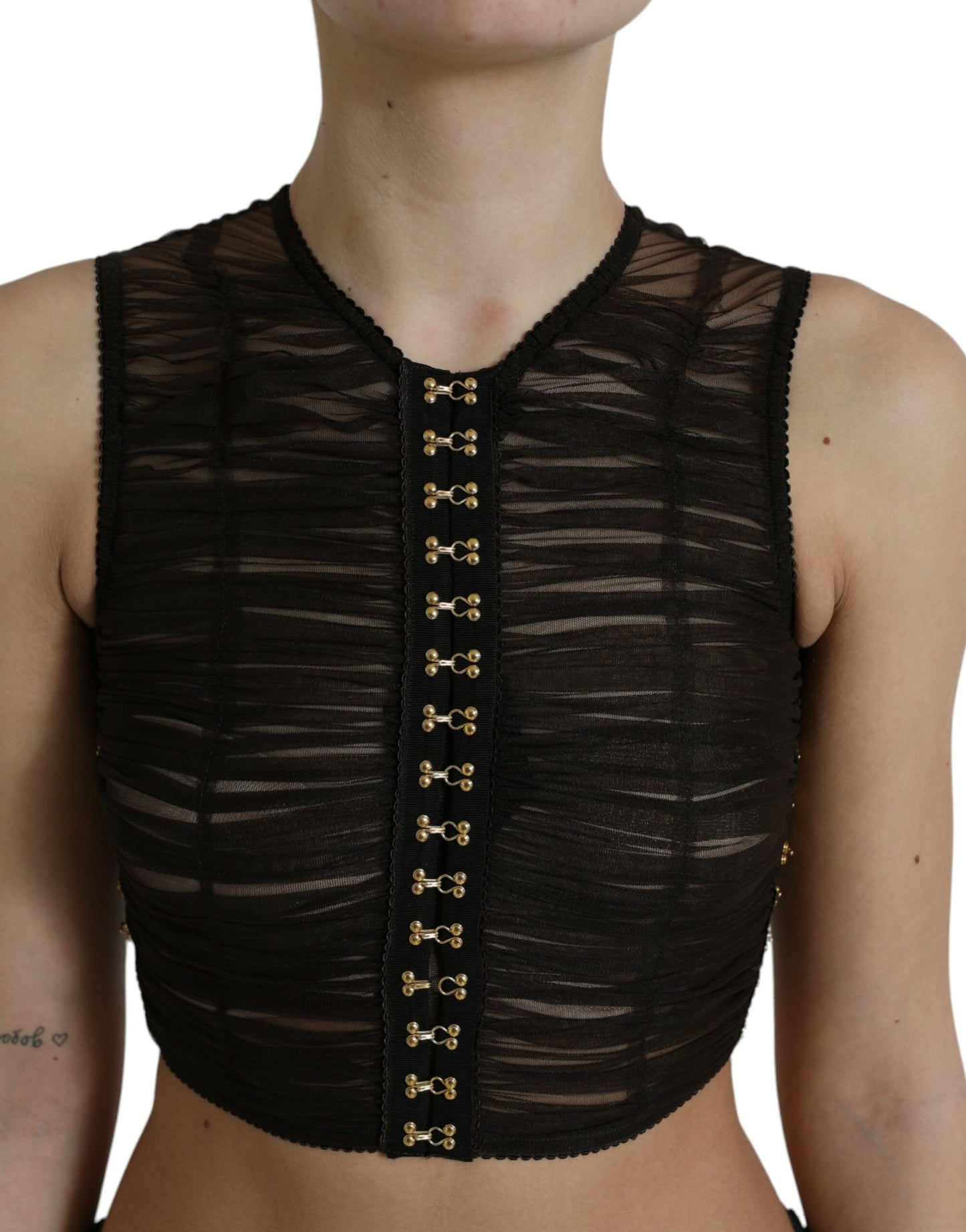 - Embellished Cropped Sleeveless Top