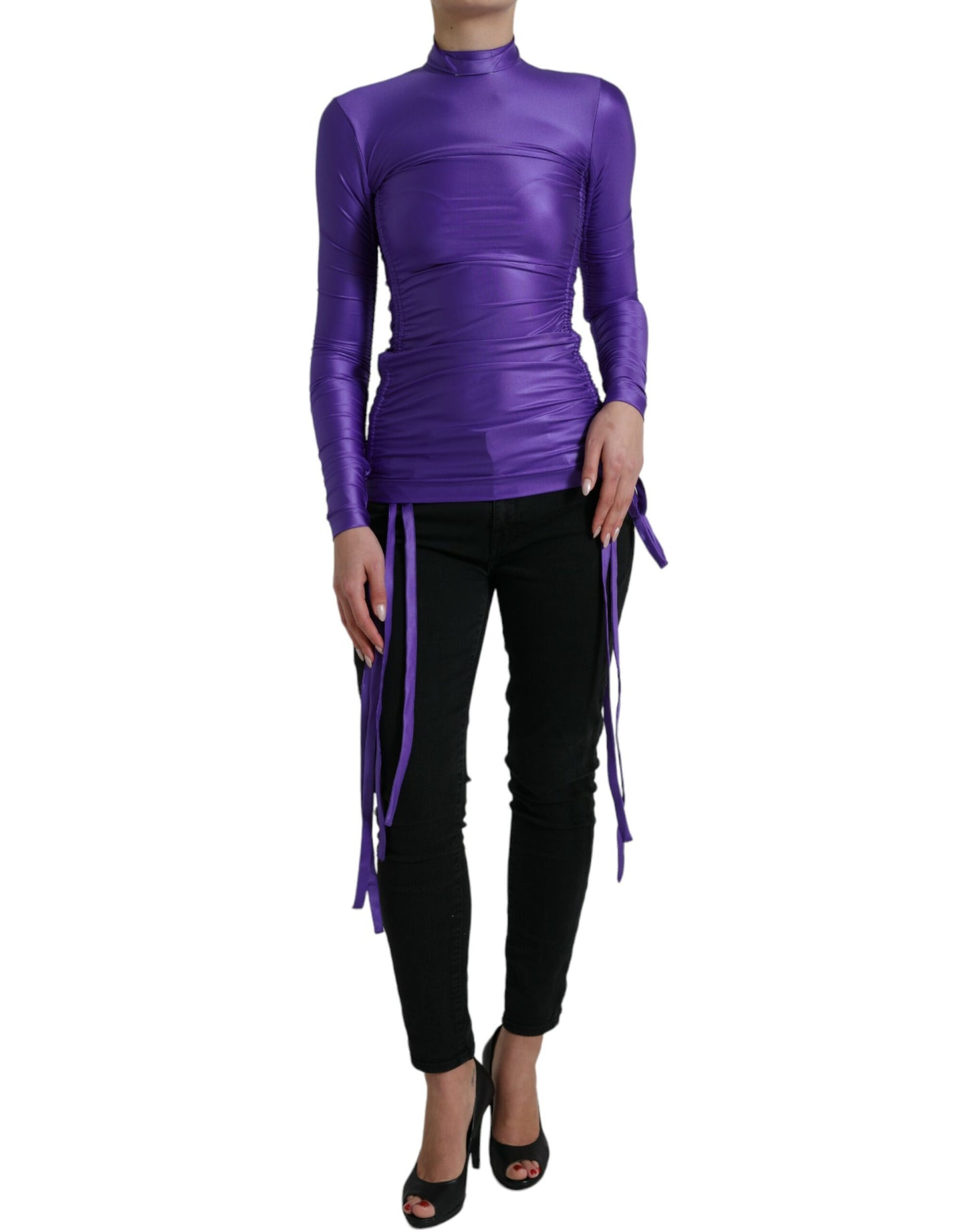 - Elegant Long Sleeve Zip-Back Top