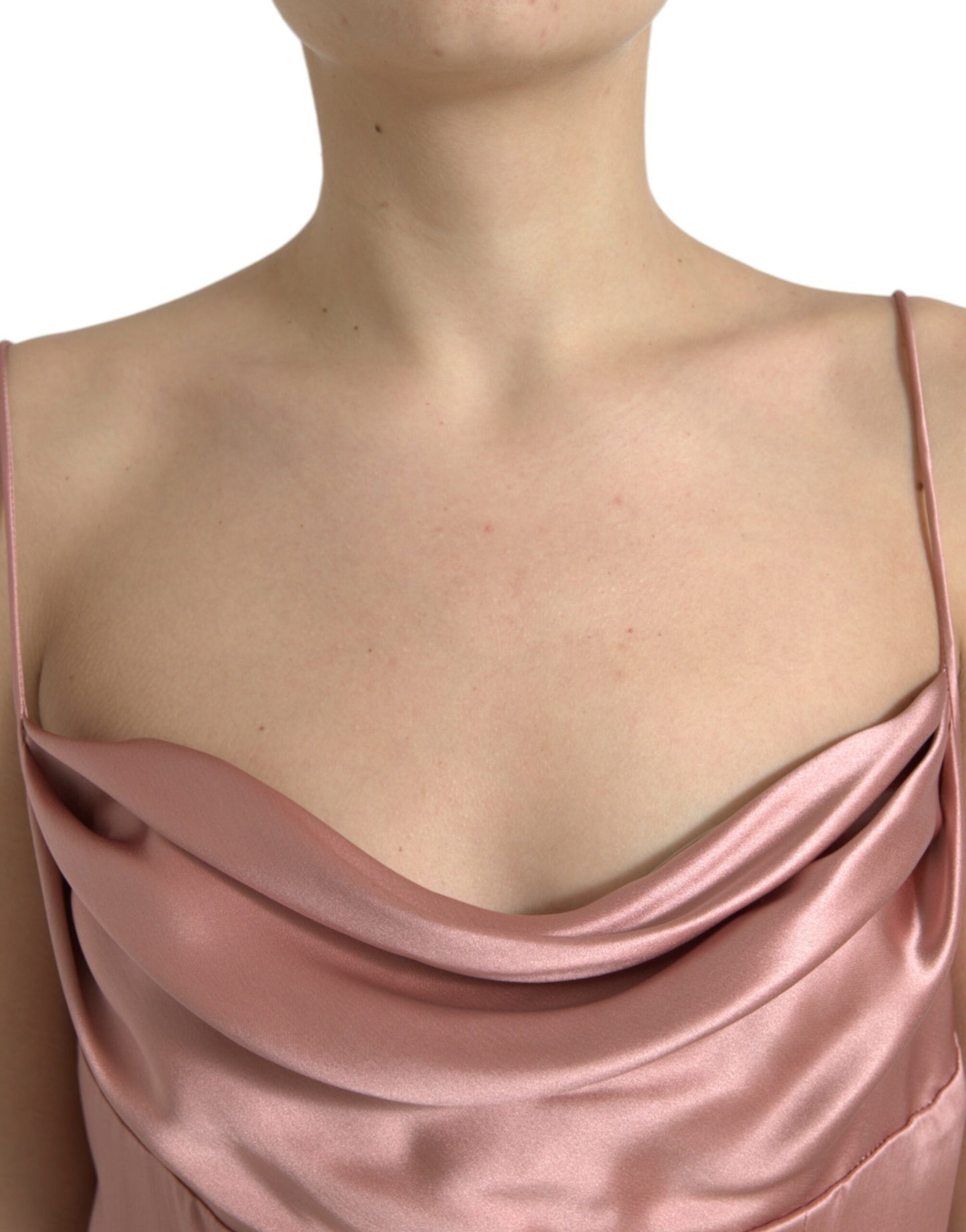 - Elegant Long Silk Gown in Pink