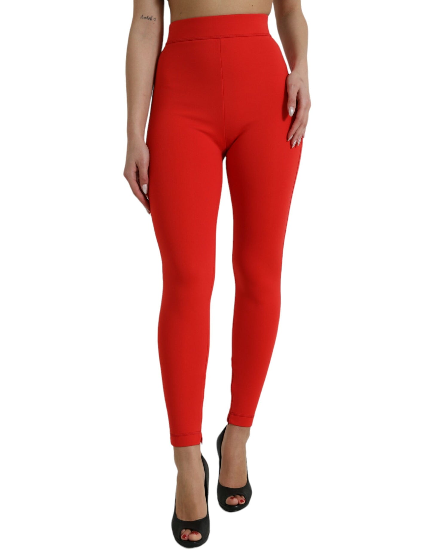 - Elegant High Waist Red Leggings