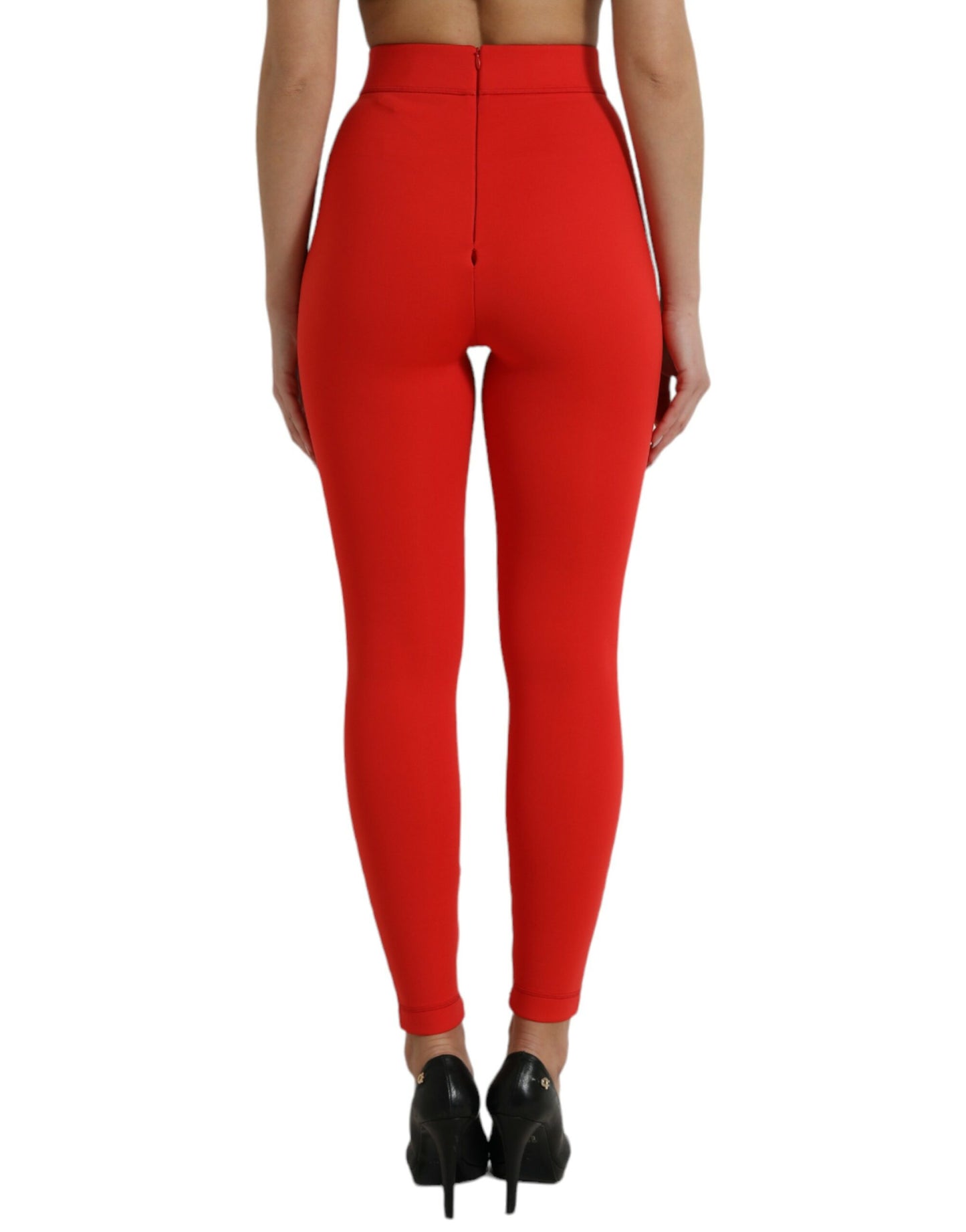 - Elegant High Waist Red Leggings